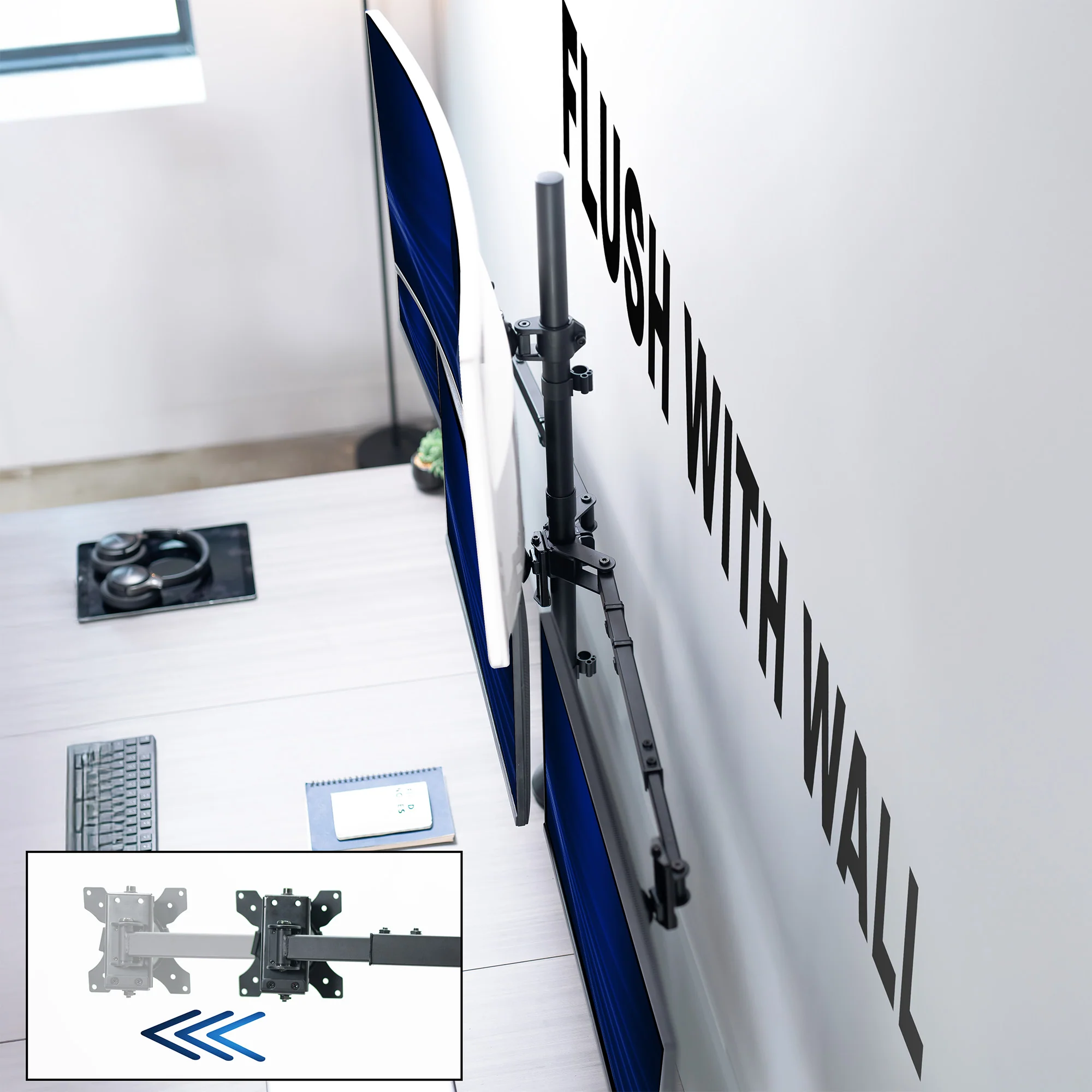 Telescoping Extra Tall Quad Ultrawide Monitor Desk Mount - Image 4