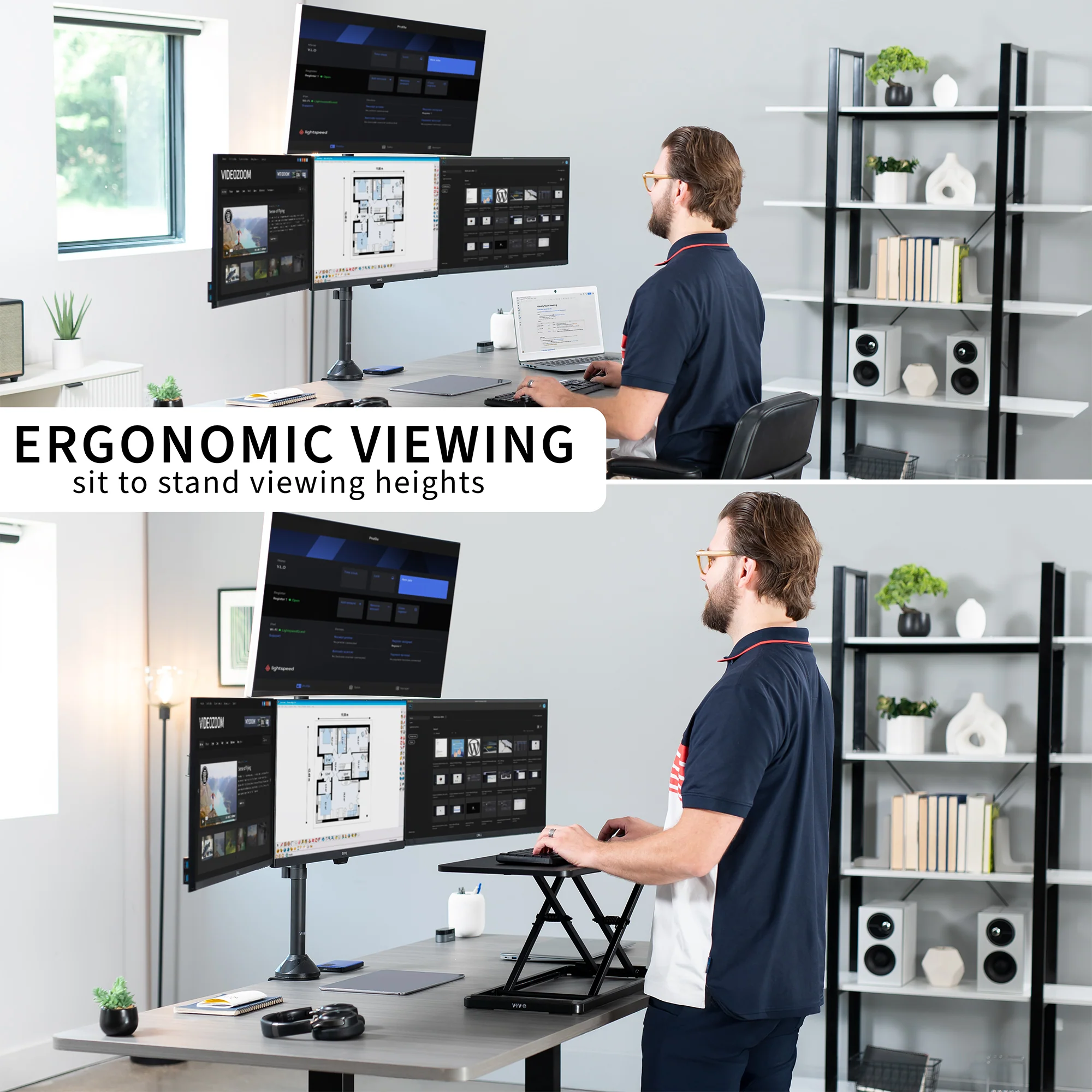 Telescoping Extra Tall Quad Ultrawide Monitor Desk Mount - Image 6