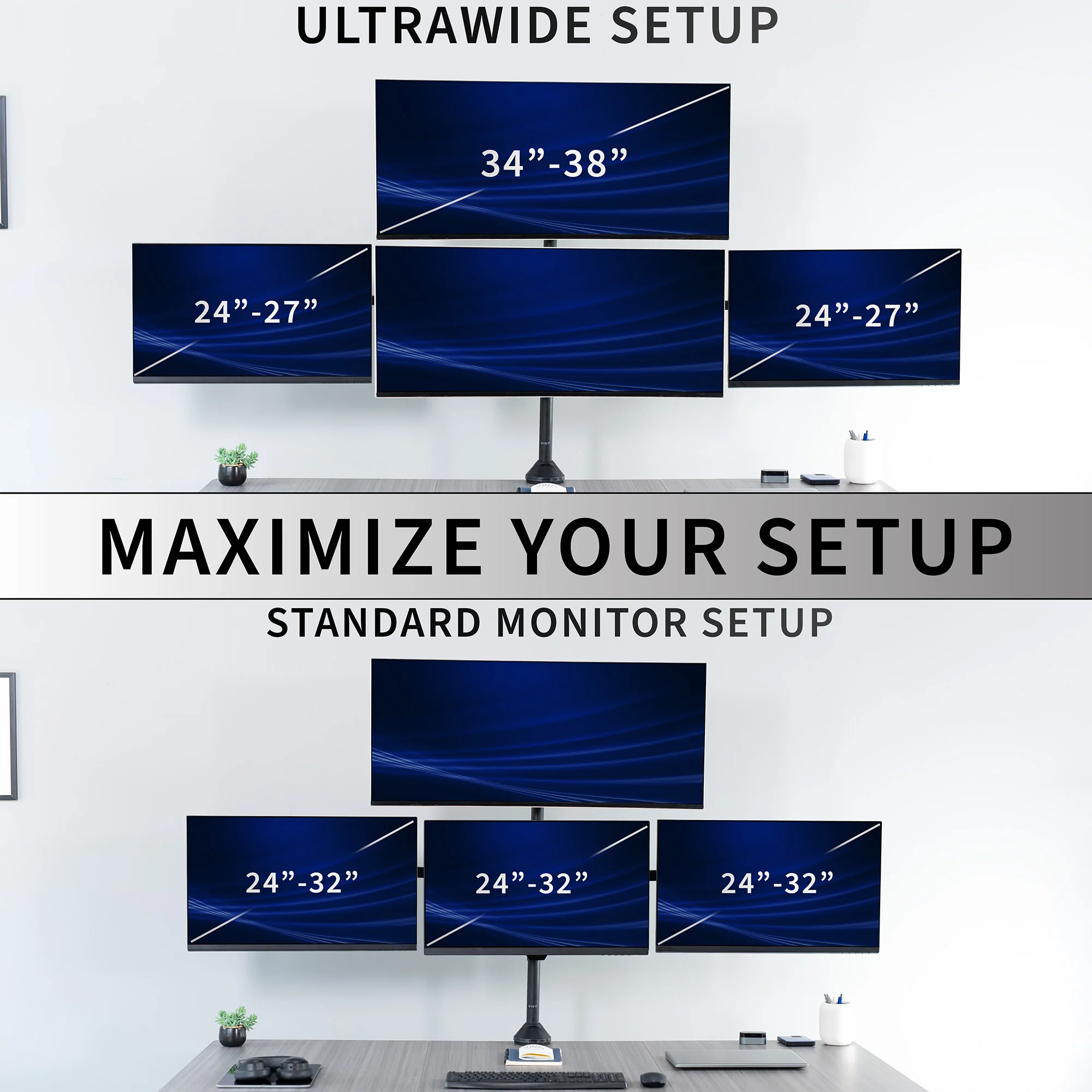 Telescoping Extra Tall Quad Ultrawide Monitor Desk Mount - Image 7