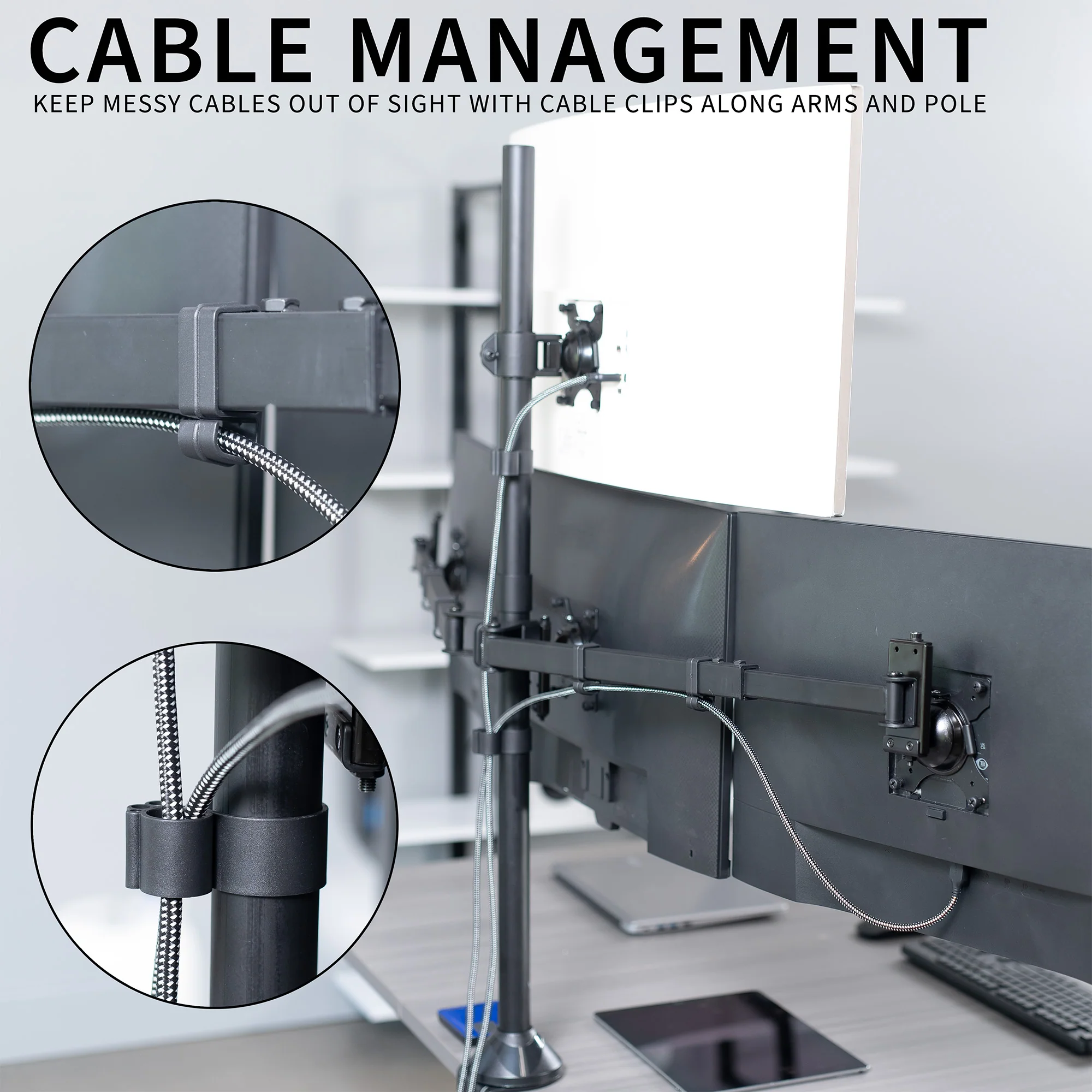 Telescoping Extra Tall Quad Ultrawide Monitor Desk Mount - Image 9