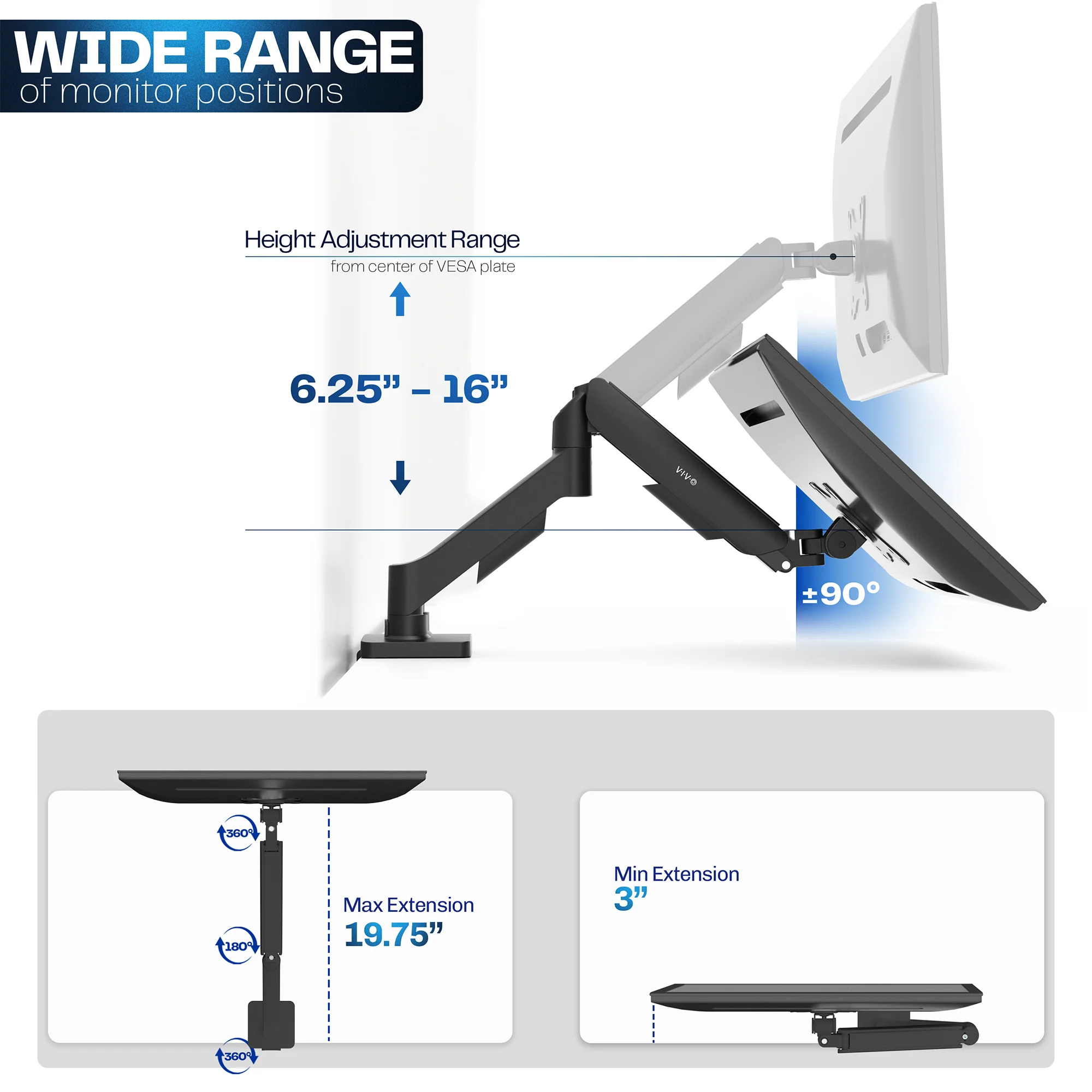 Mechanical Arm Single 17" to 32" Monitor Desk Mount - Image 5