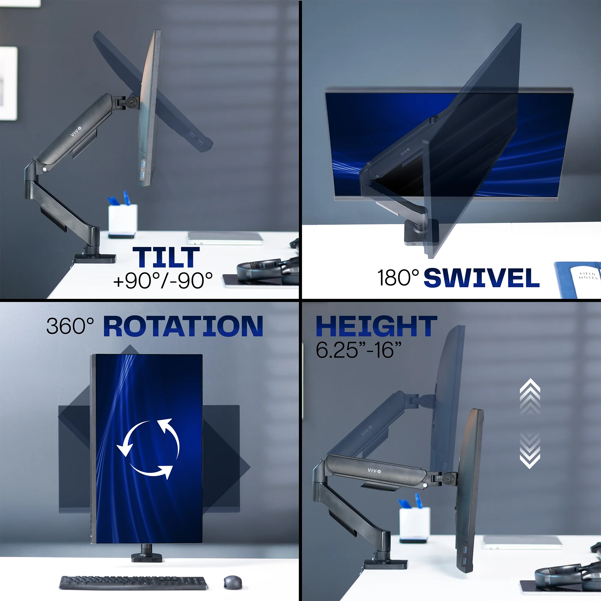 Mechanical Arm Single 17" to 32" Monitor Desk Mount - Image 8