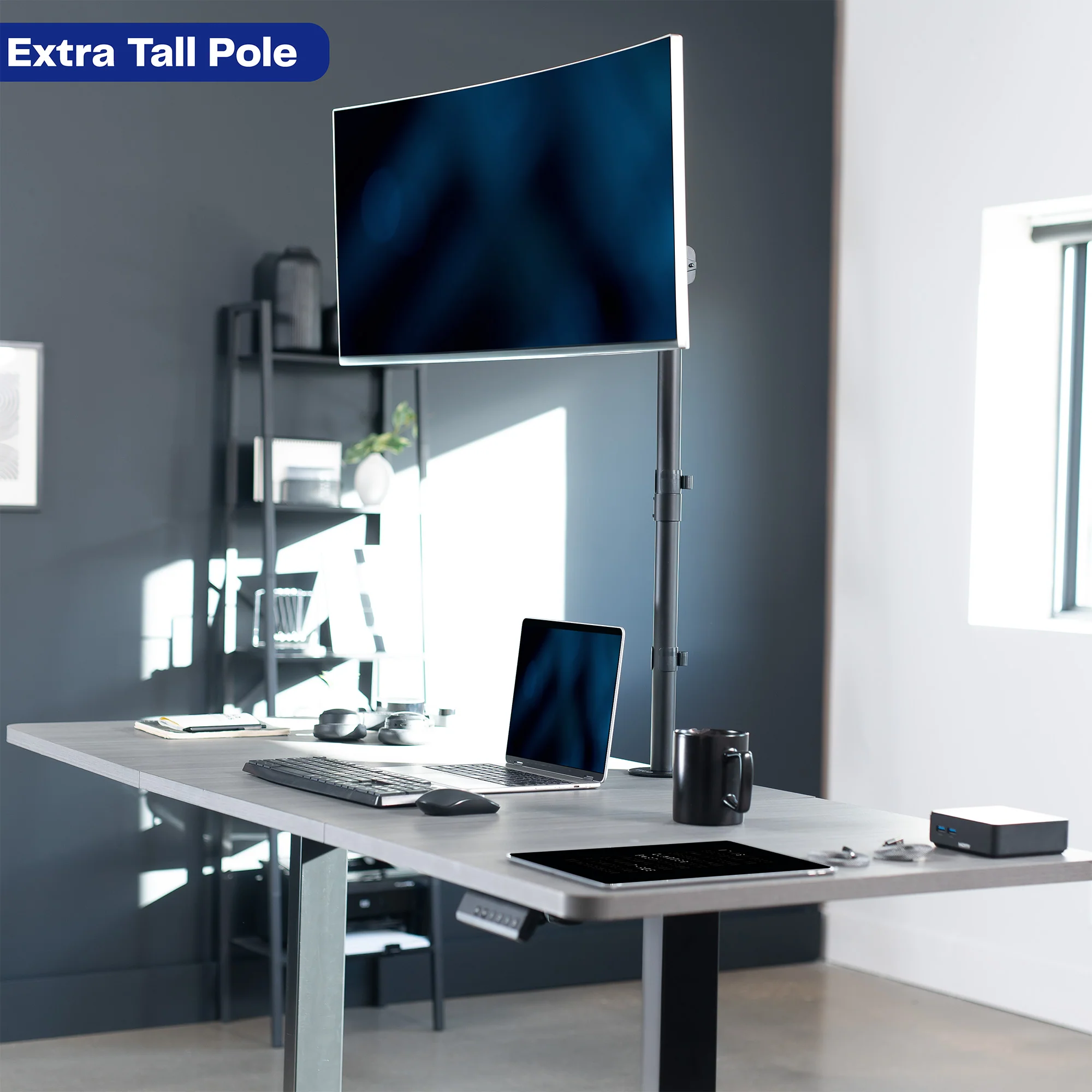 Single Monitor Extra Tall Desk Mount - Up to 38" Screens - Image 3
