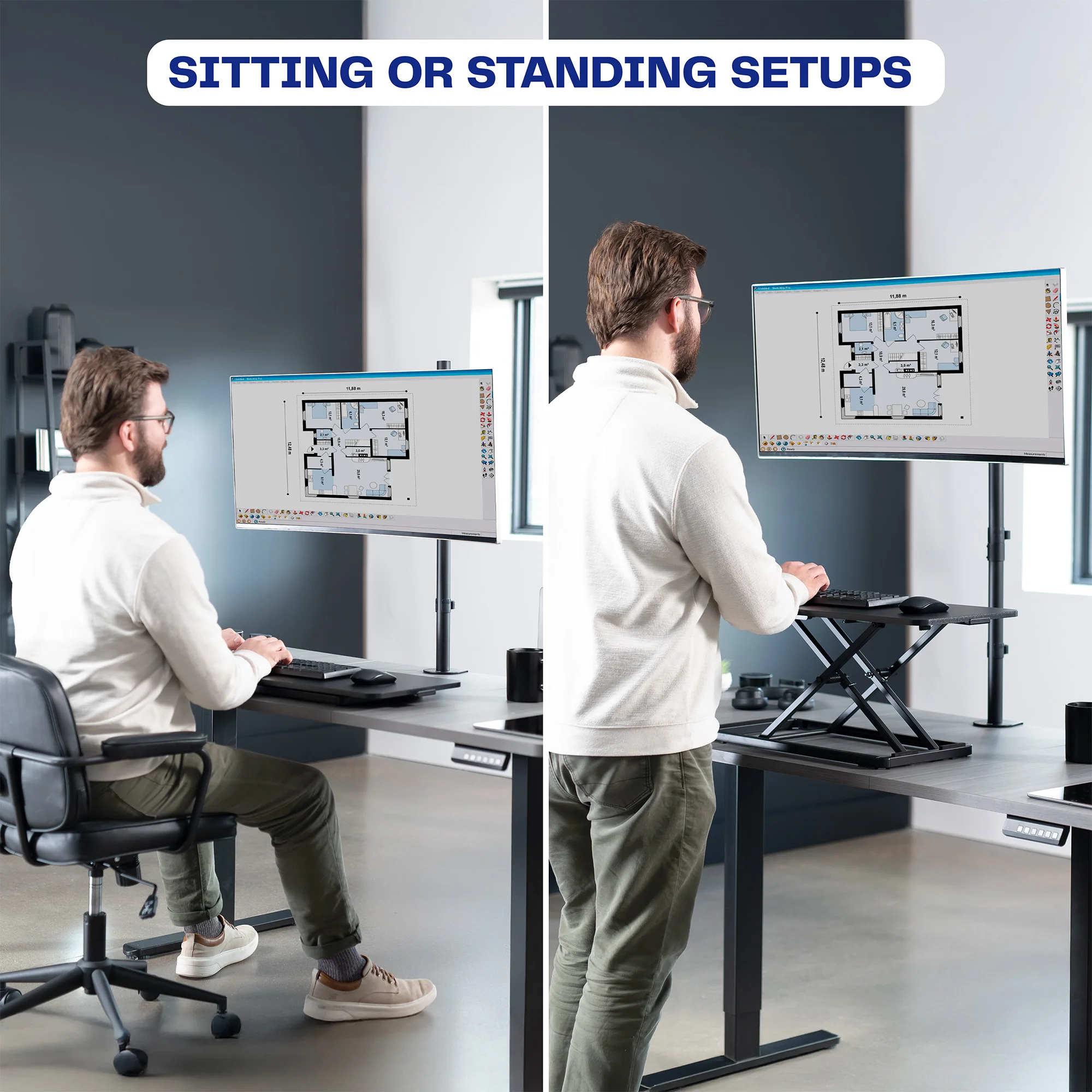 Single Monitor Extra Tall Desk Mount - Up to 38" Screens - Image 4