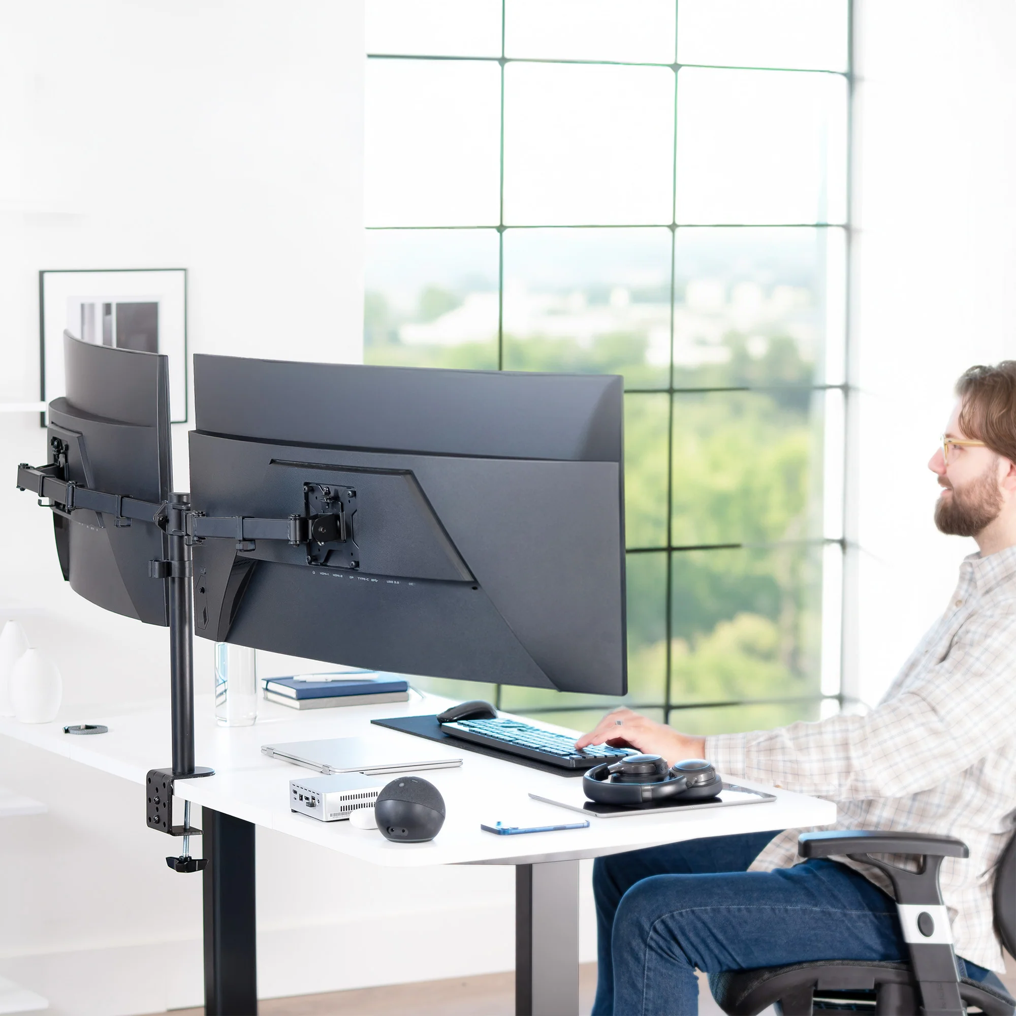 VIVO Dual Monitor Desk Mount Adjustable Stand - Image 20