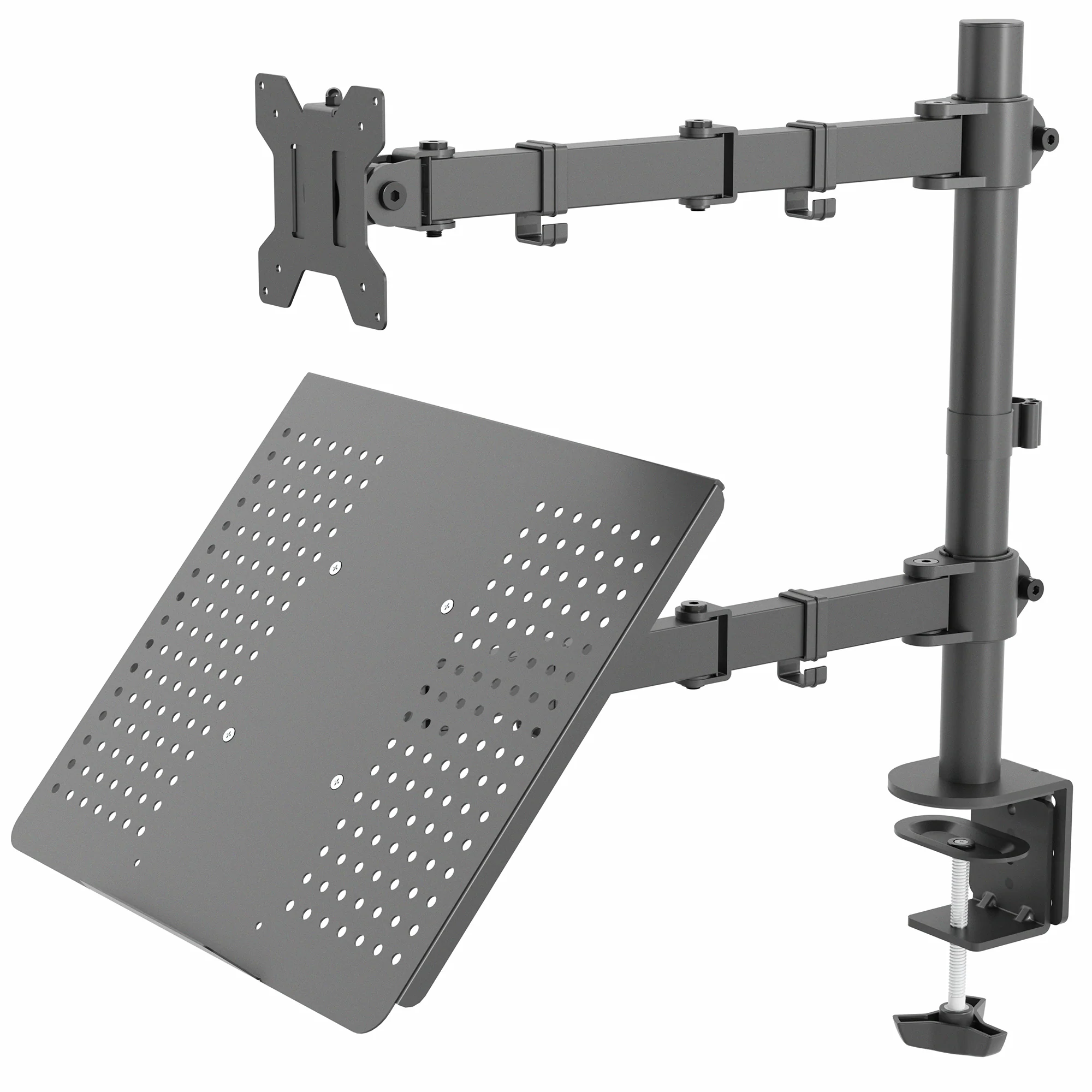 Single Monitor and Laptop Desk Mount - Up to 32" Screens, 17" Laptops - Image 13