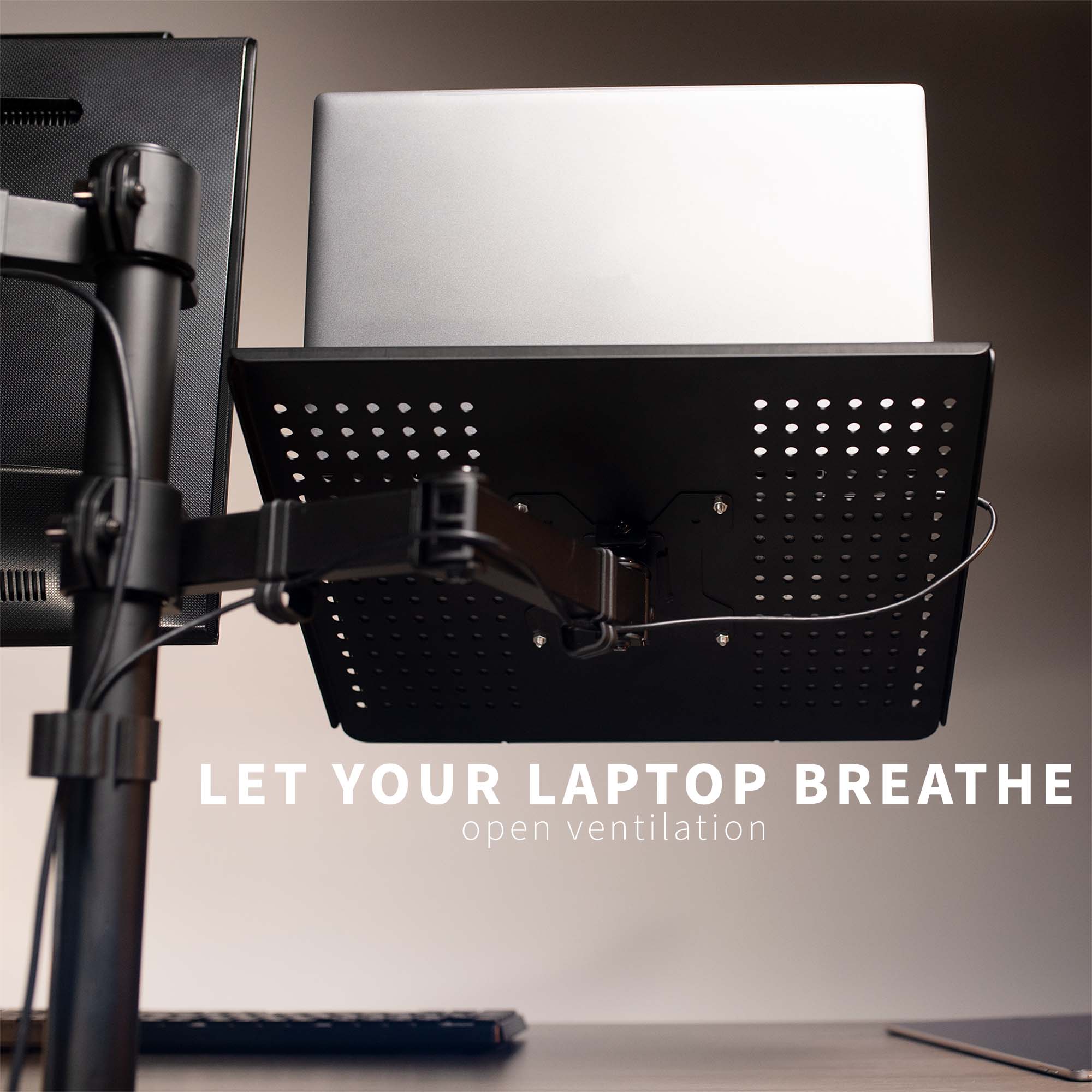 Single Monitor and Laptop Desk Mount - Up to 32" Screens, 17" Laptops - Image 6