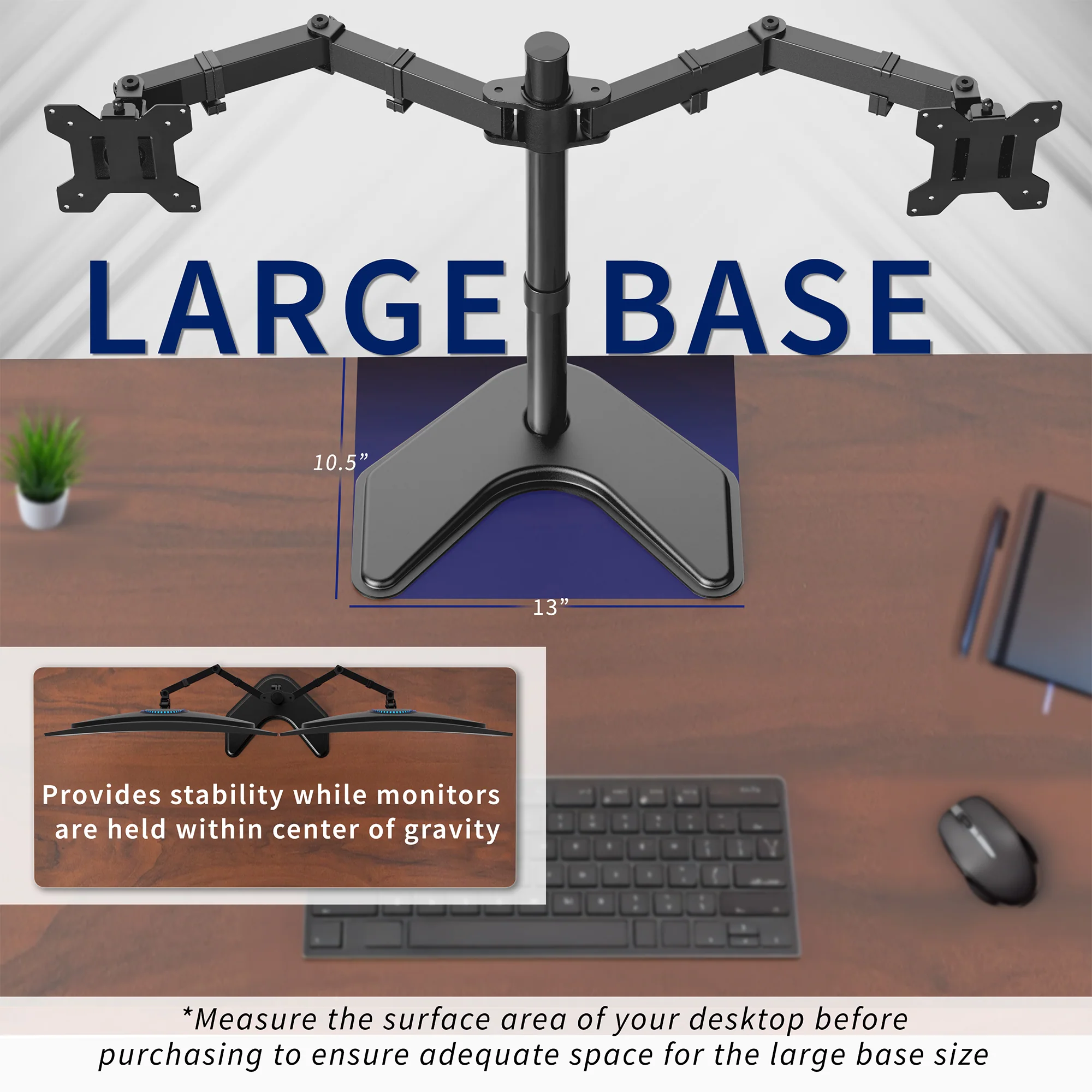 Dual Monitor Desk Stand - Up to 38" Screens - Image 5