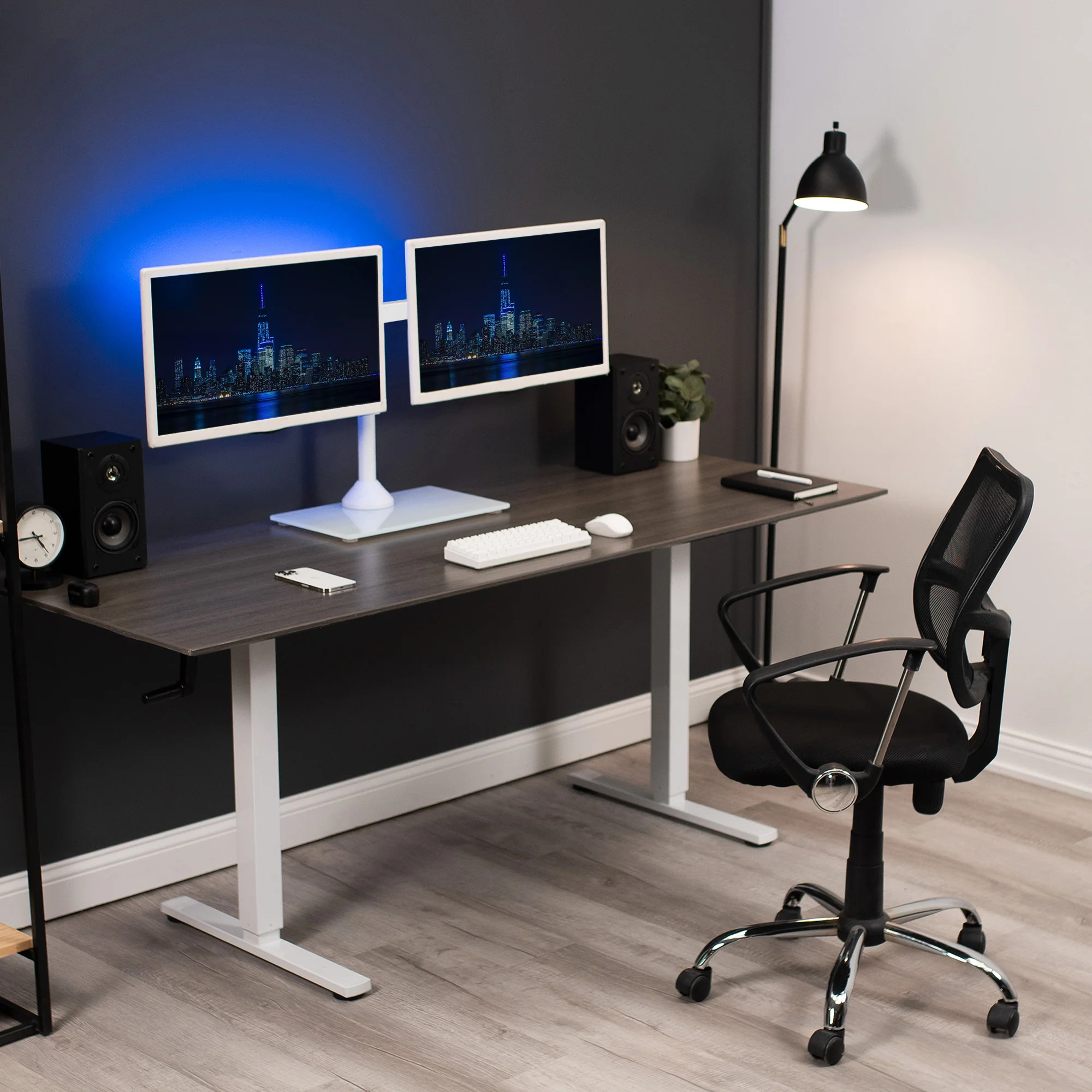 Dual Monitor Desk Stand with Glass Base - Up to 38" Screens - Image 11