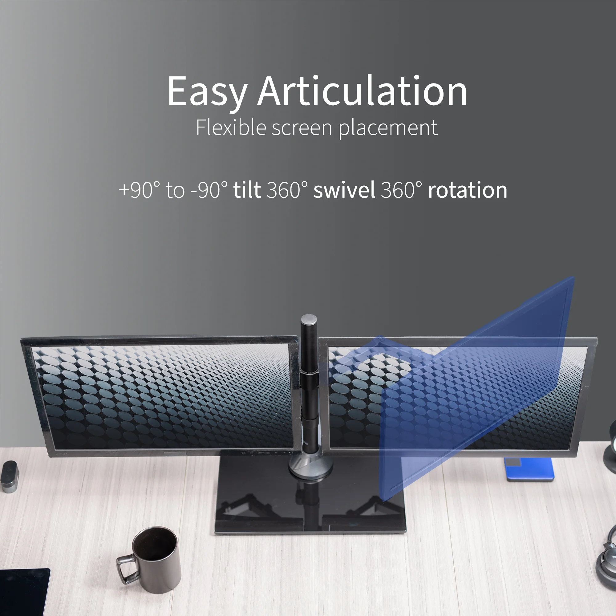 Dual Monitor Desk Stand with Glass Base - Up to 38" Screens - Image 6