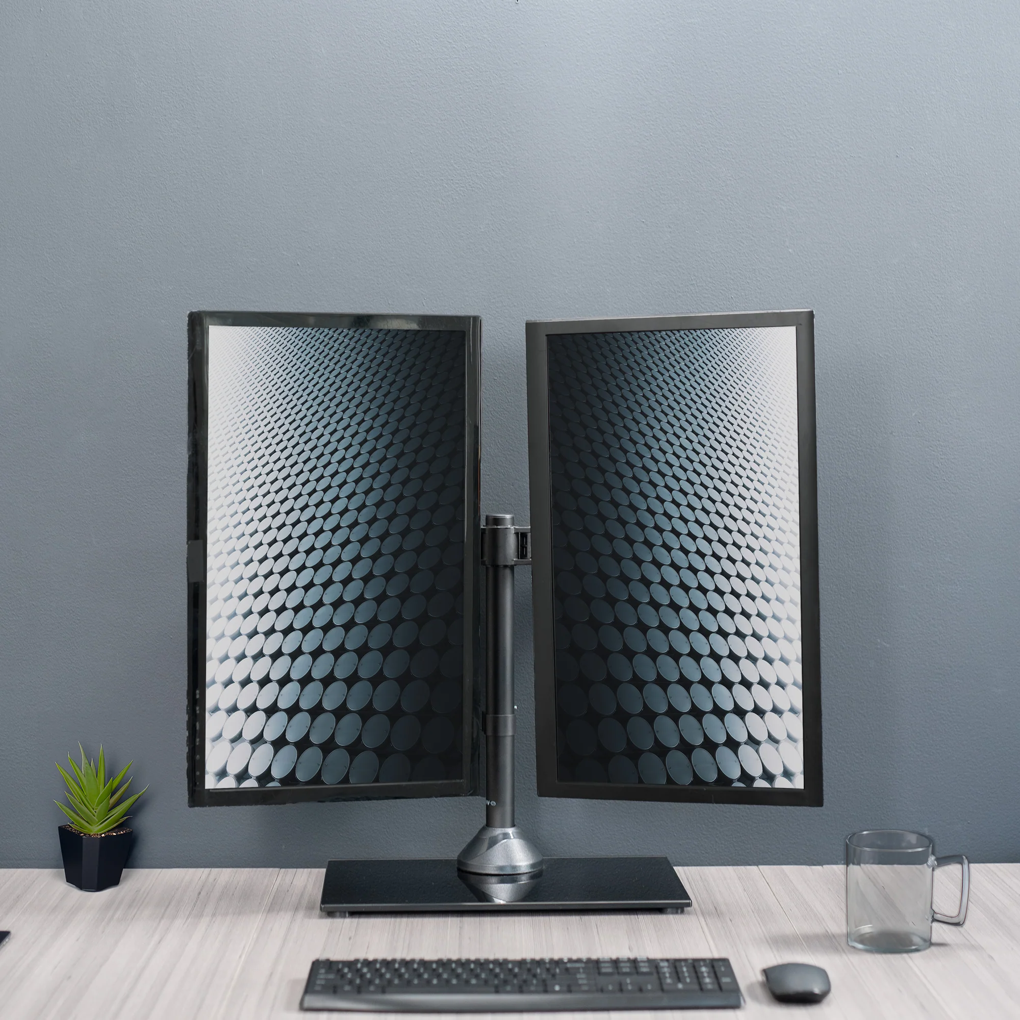 Dual Monitor Desk Stand with Glass Base - Up to 38" Screens - Image 9