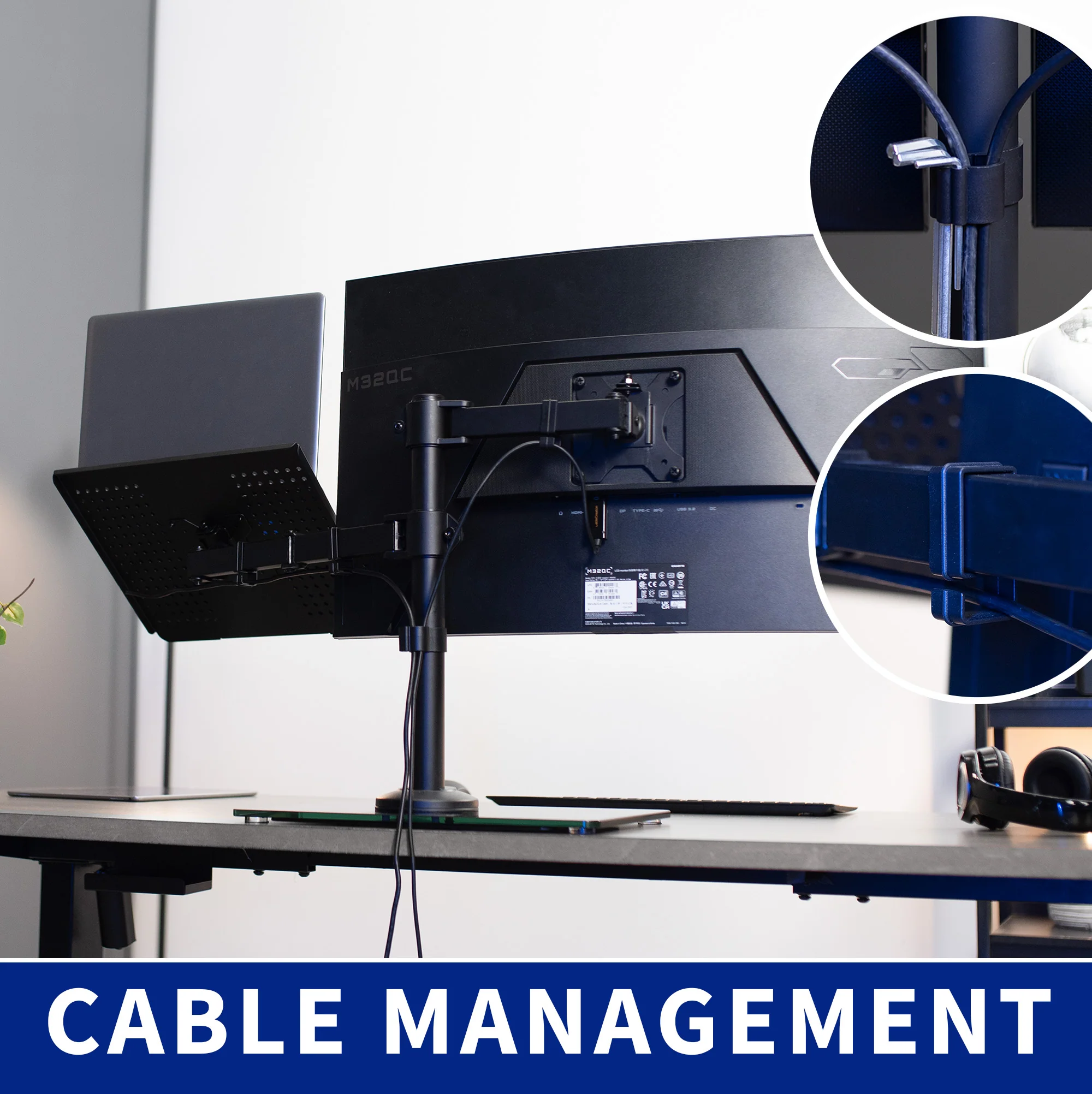 Monitor and Laptop Desk Glass Stand - Up to 32" Screens, 17" Laptops - Image 7