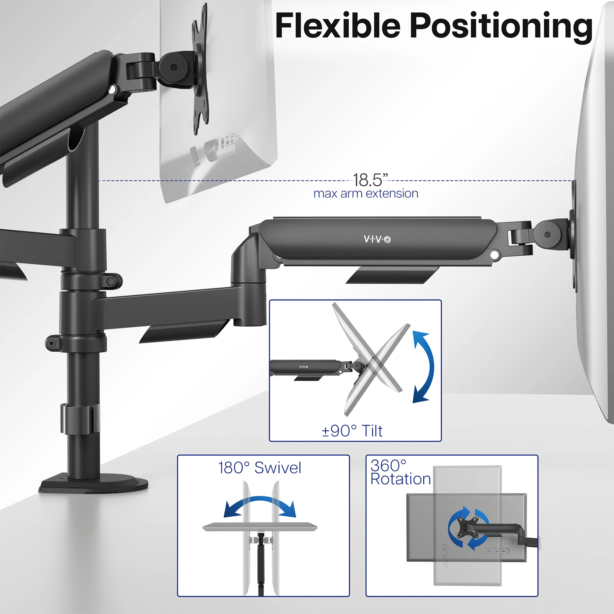 Mechanical Arm Dual 17" to 32" Monitor Desk Mount - Image 5