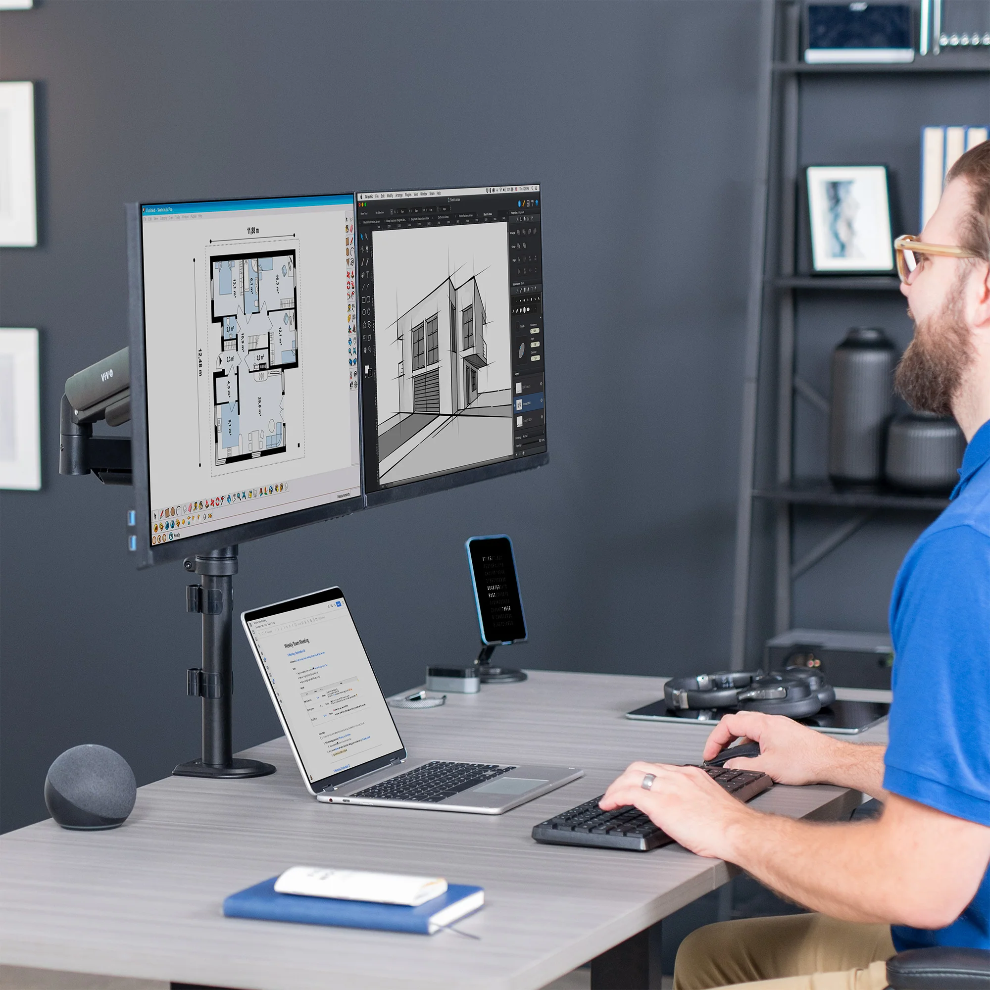 Mechanical Arm Dual 17" to 32" Monitor Desk Mount - Image 7