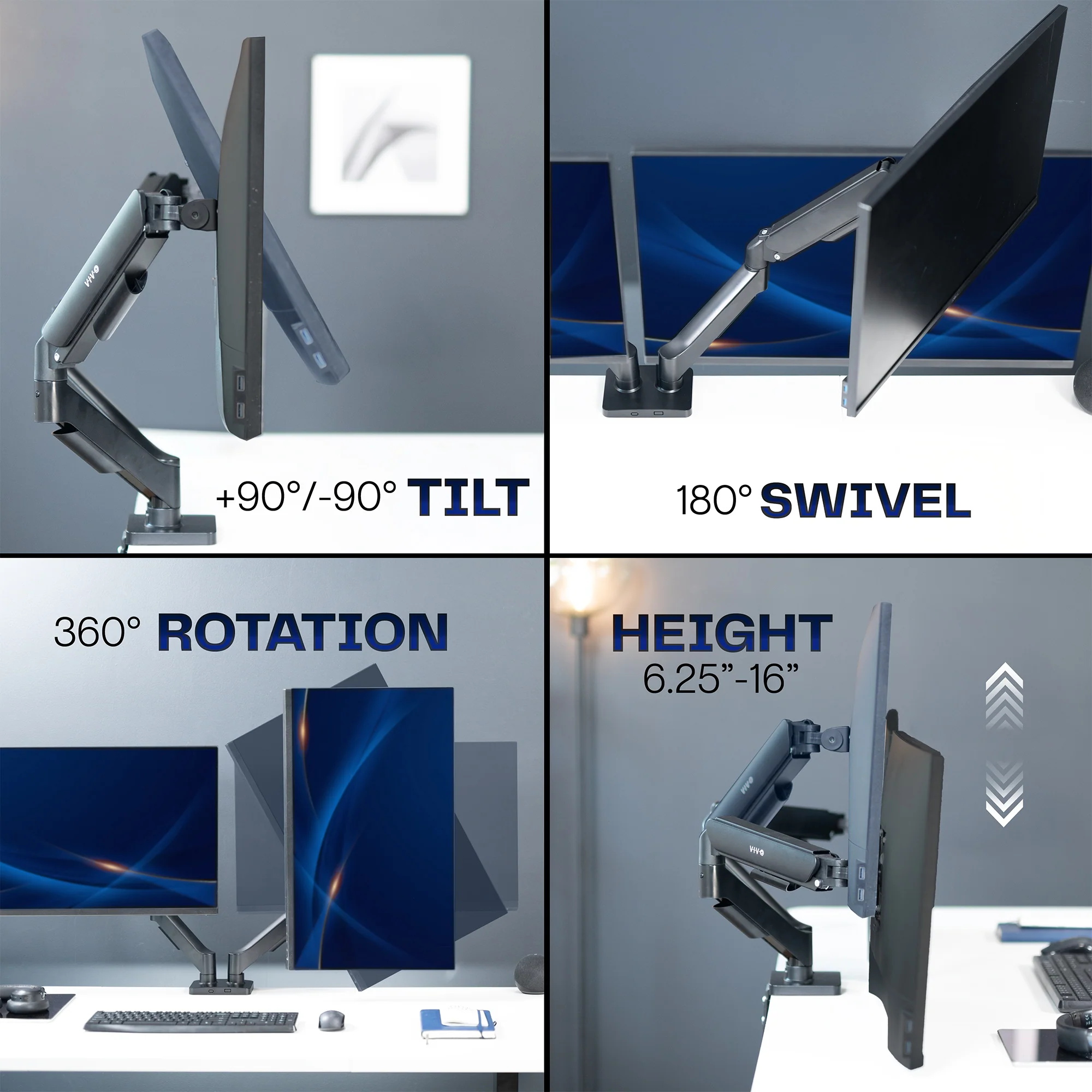 Mechanical Arm Dual 17" to 32" Monitor Desk Mount - Image 9