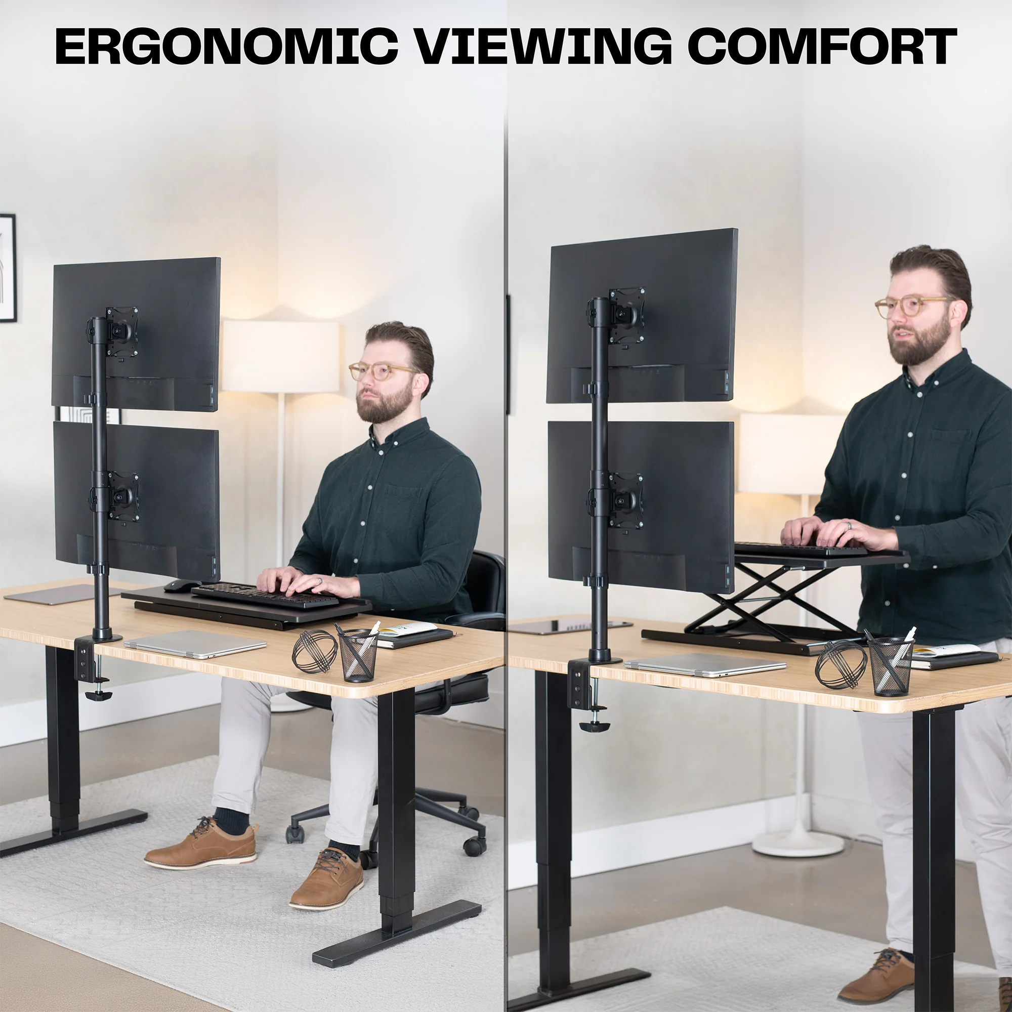 Vertical Dual 13” to 34" Monitor Desk Mount - Image 6