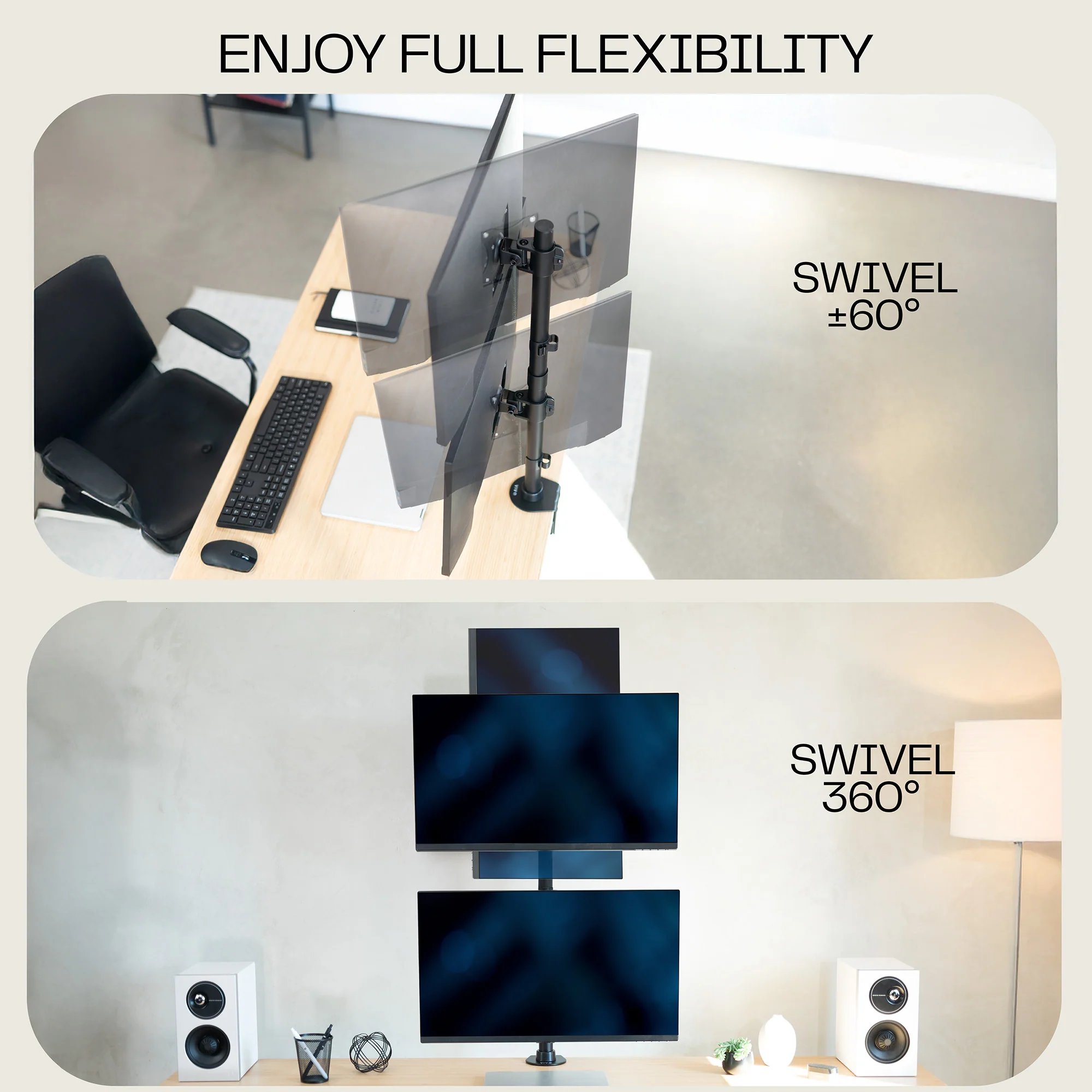 Vertical Dual 13” to 34" Monitor Desk Mount - Image 9