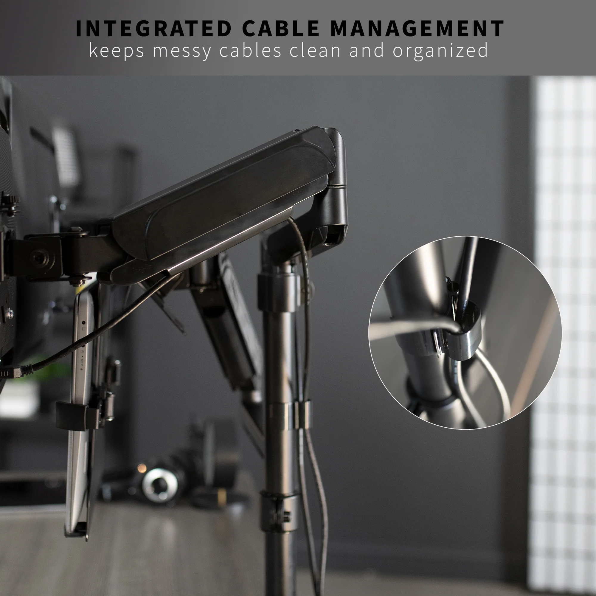 Pneumatic Arm Dual 17" to 32" Monitor and Laptop Desk Mount - Image 10