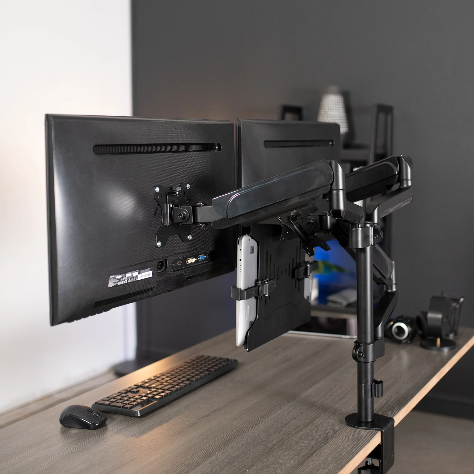 Pneumatic Arm Dual 17" to 32" Monitor and Laptop Desk Mount - Image 11