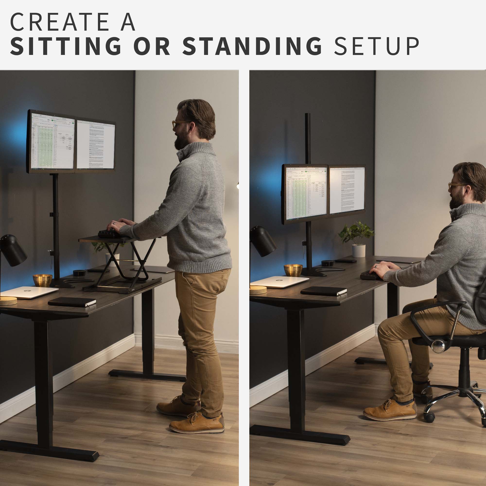 Dual 13" to 27" Monitor Extra Tall Desk Stand - Image 5