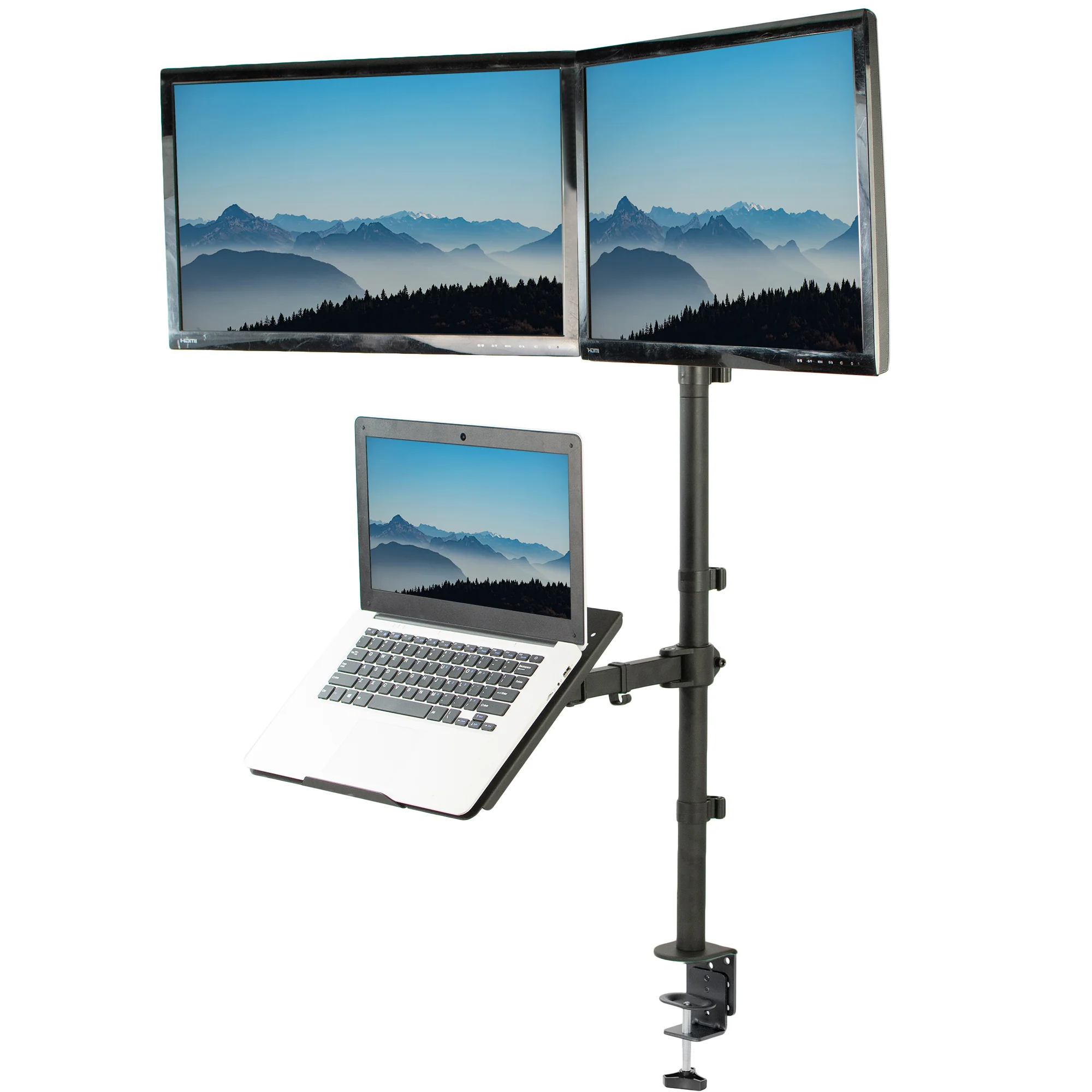 Dual 13" to 27" Monitor Extra Tall Desk Mount with Laptop Holder - Image 11