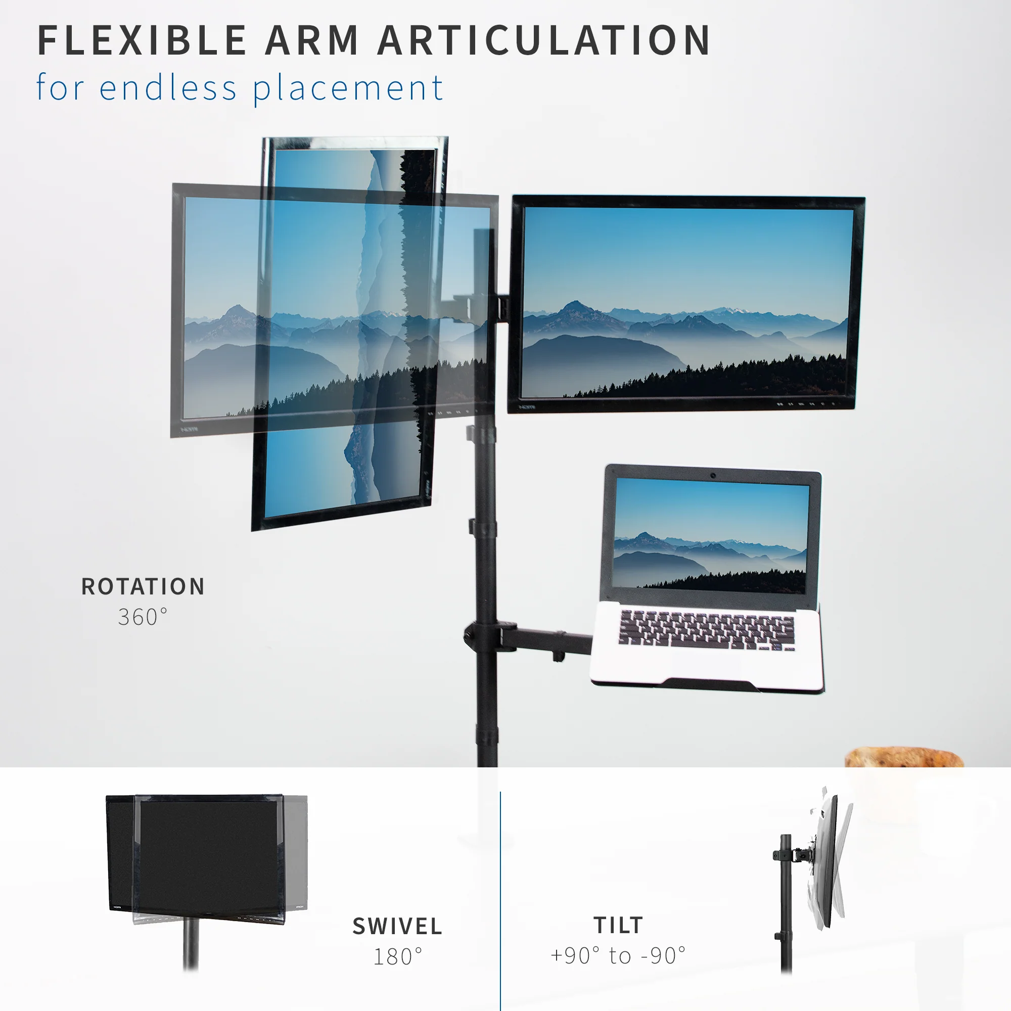 Dual 13" to 27" Monitor Extra Tall Desk Mount with Laptop Holder - Image 5