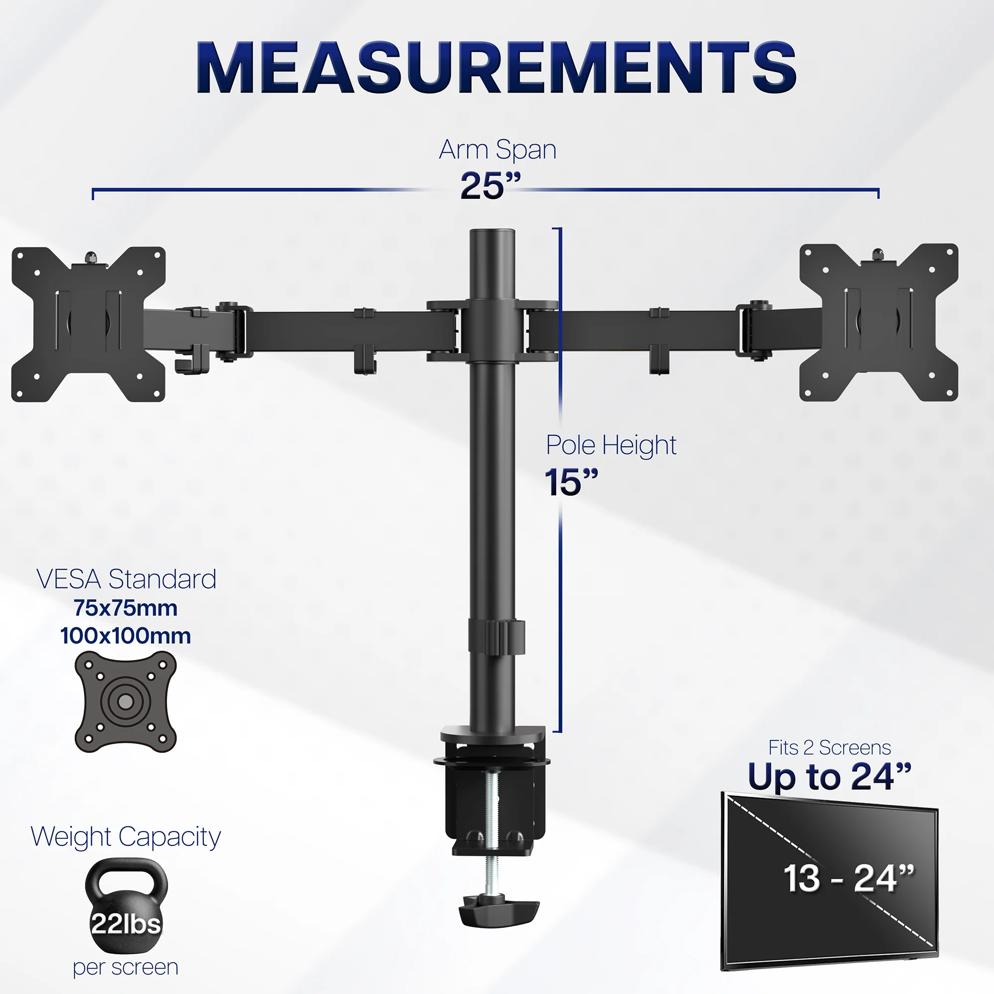 Dual Monitor Desk Mount - Up to 24" Screens - Image 4