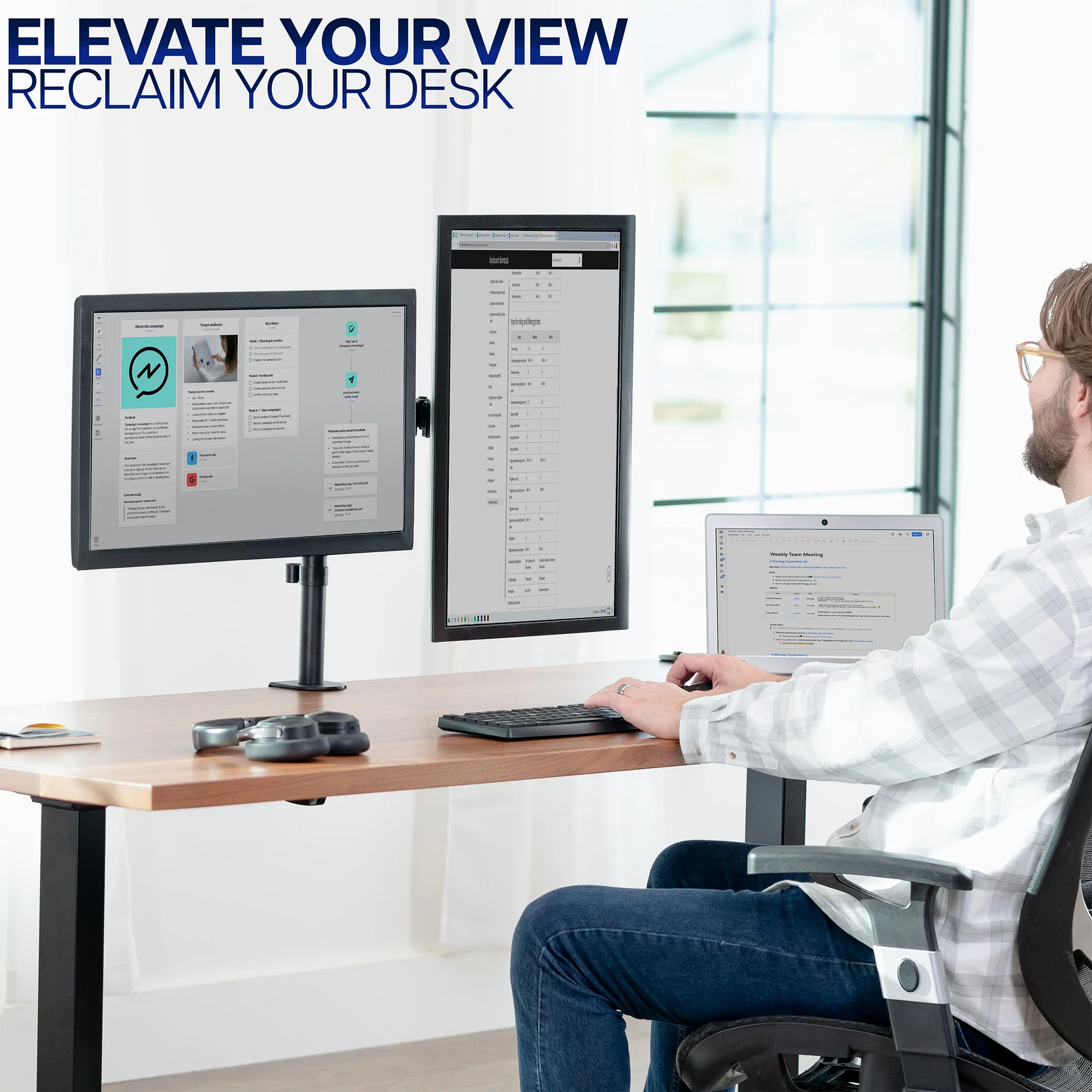 Dual Monitor Desk Mount - Up to 24" Screens - Image 9