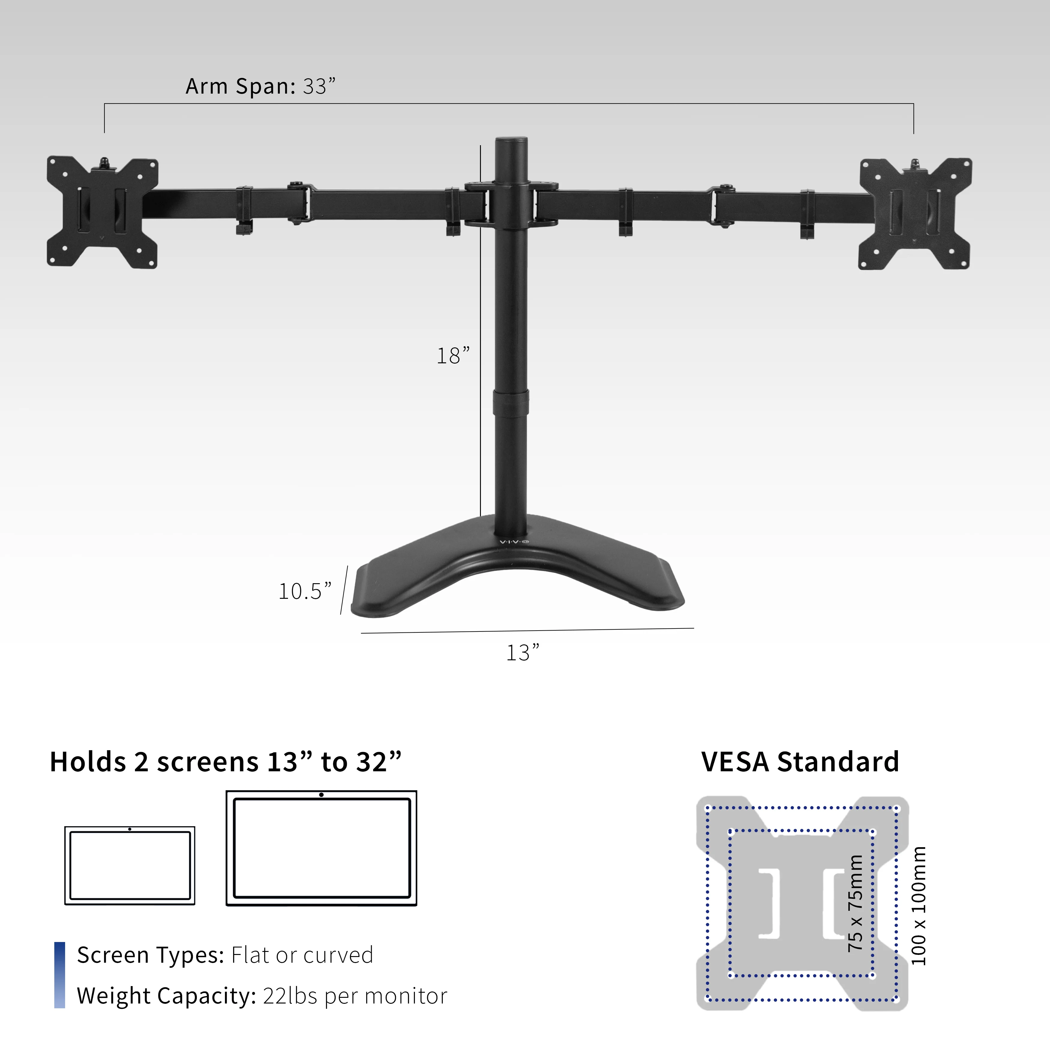 Dual 13" to 32" Monitor Desk Stand - Image 4