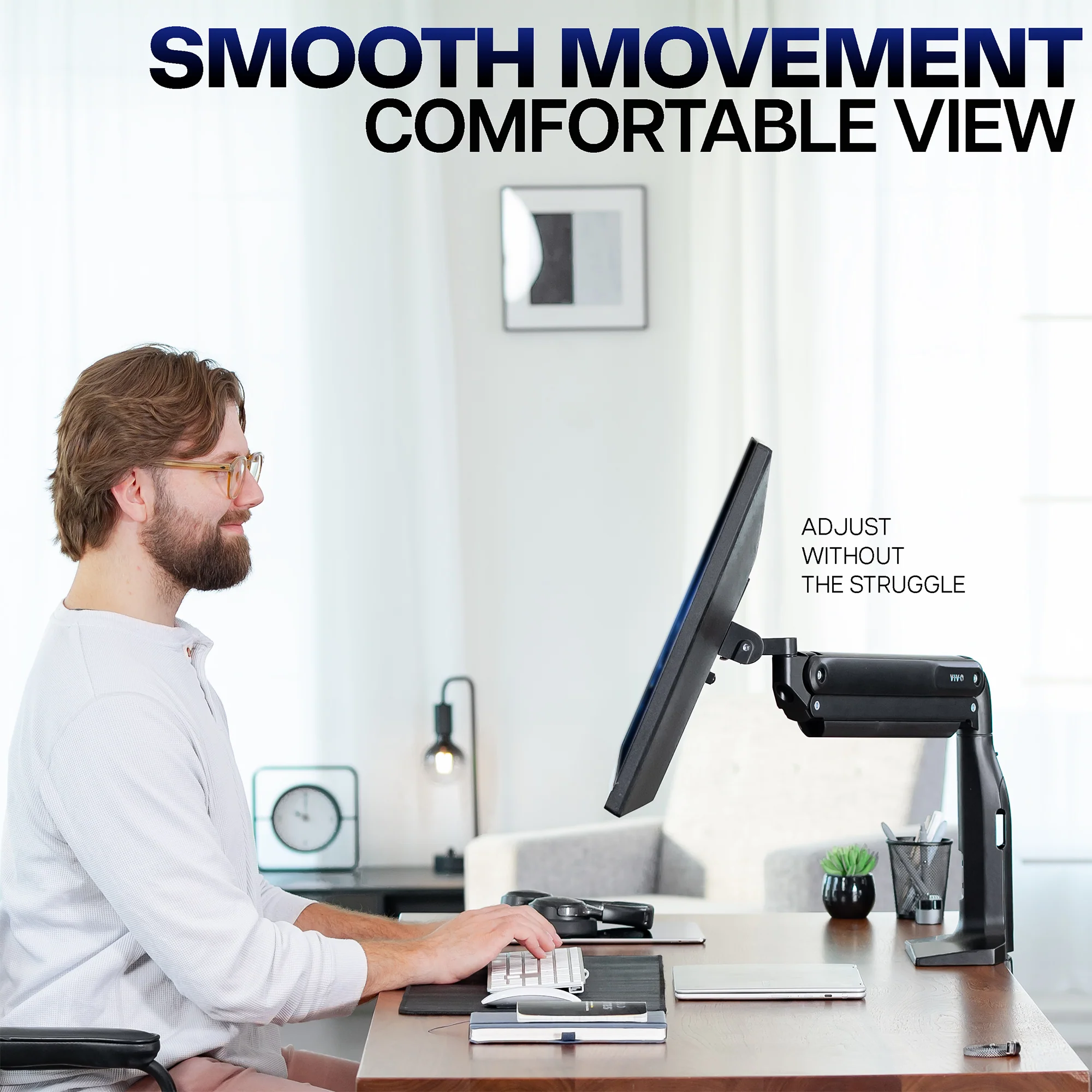 Pneumatic Arm Single Ultrawide Monitor Desk Mount - Up to 49" Screens - Image 10