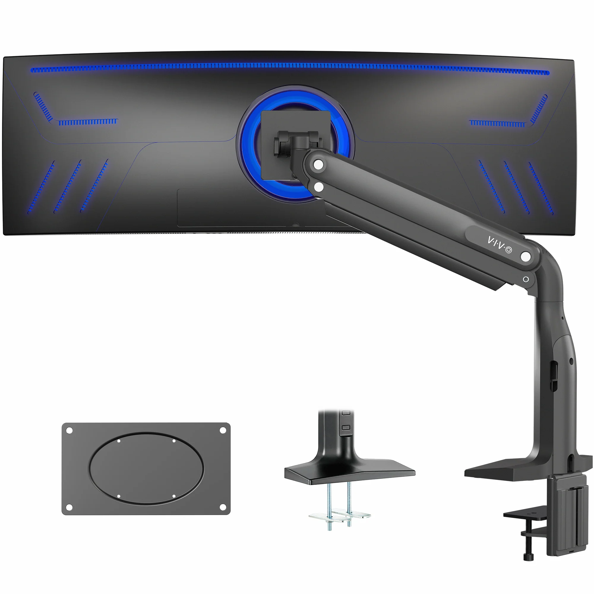 Pneumatic Arm Single Ultrawide Monitor Desk Mount - Up to 49" Screens - Image 11