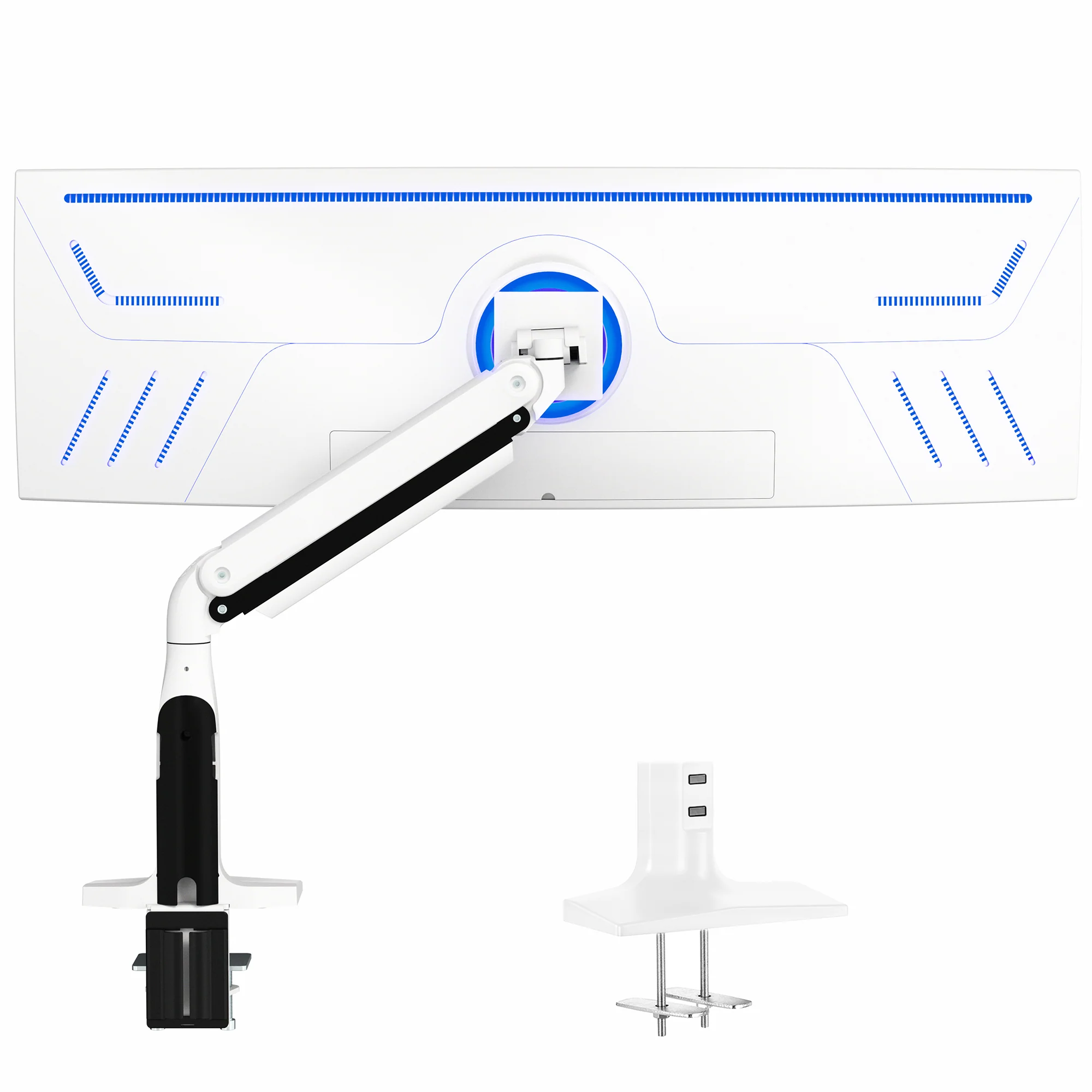 Pneumatic Arm Single Ultrawide Monitor Desk Mount - Up to 49" Screens - Image 12