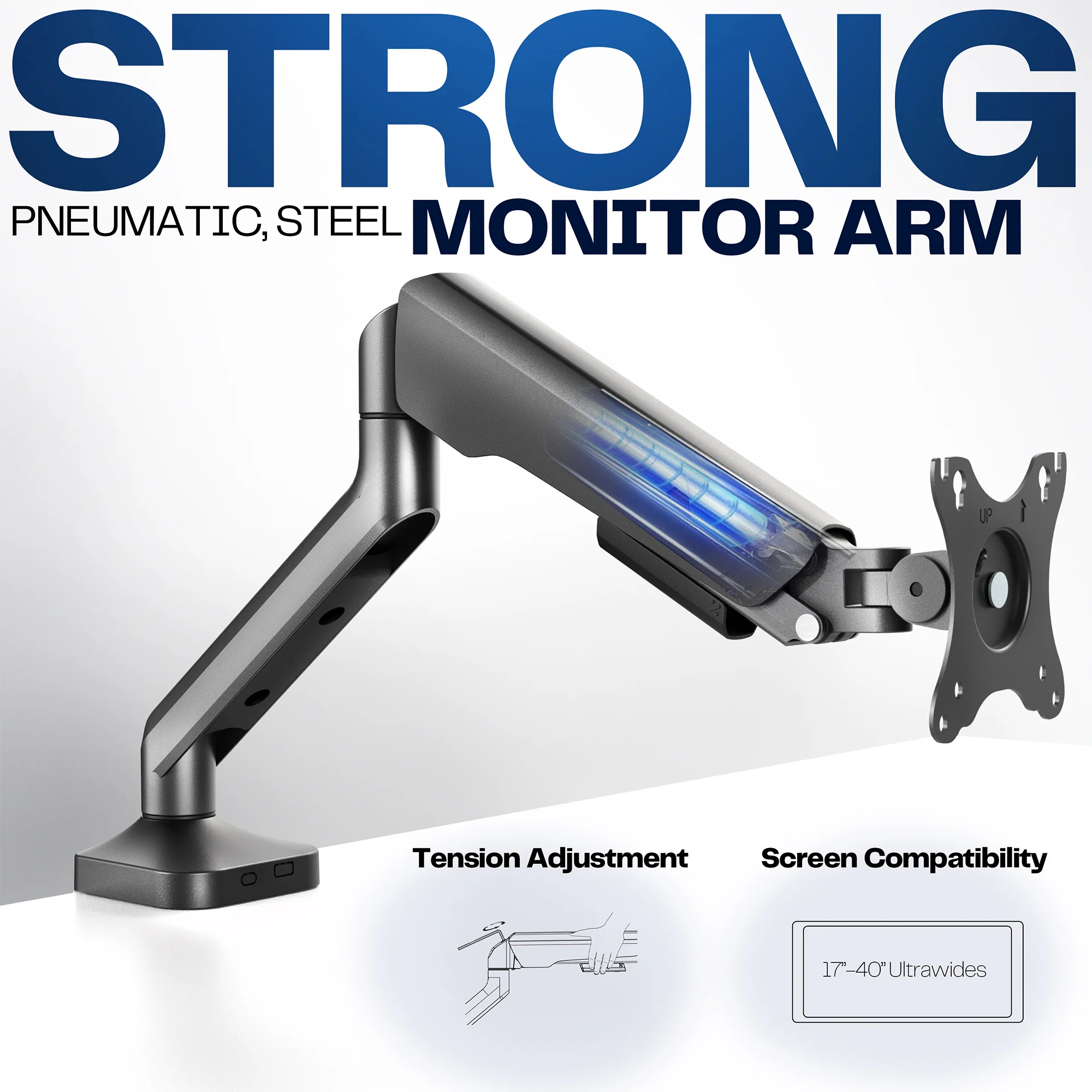Pneumatic Arm Single Ultrawide Monitor Desk Mount - Image 3