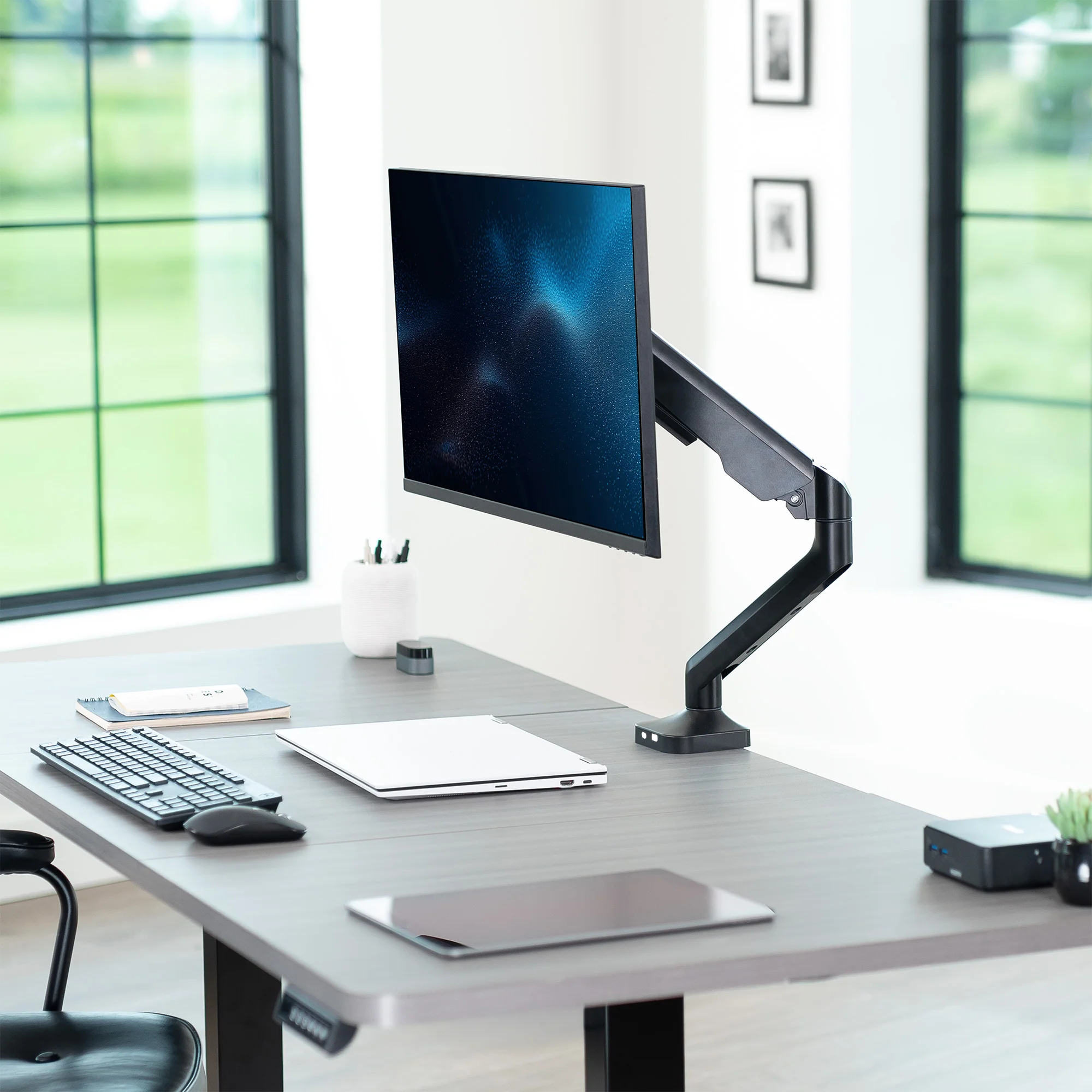 Pneumatic Arm Single Ultrawide Monitor Desk Mount - Image 7
