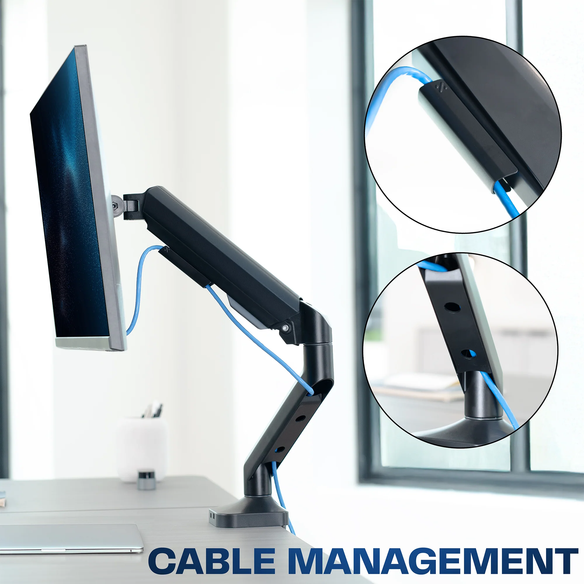 Pneumatic Arm Single Ultrawide Monitor Desk Mount - Image 9