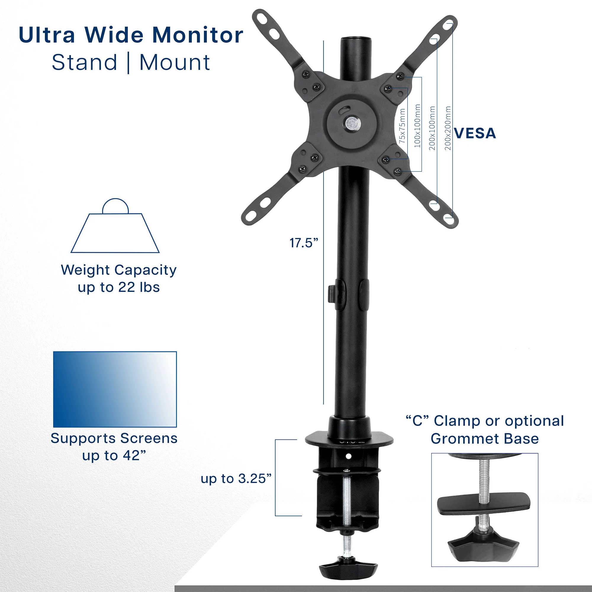 Single 17" to 42" Monitor Desk Mount - Image 3
