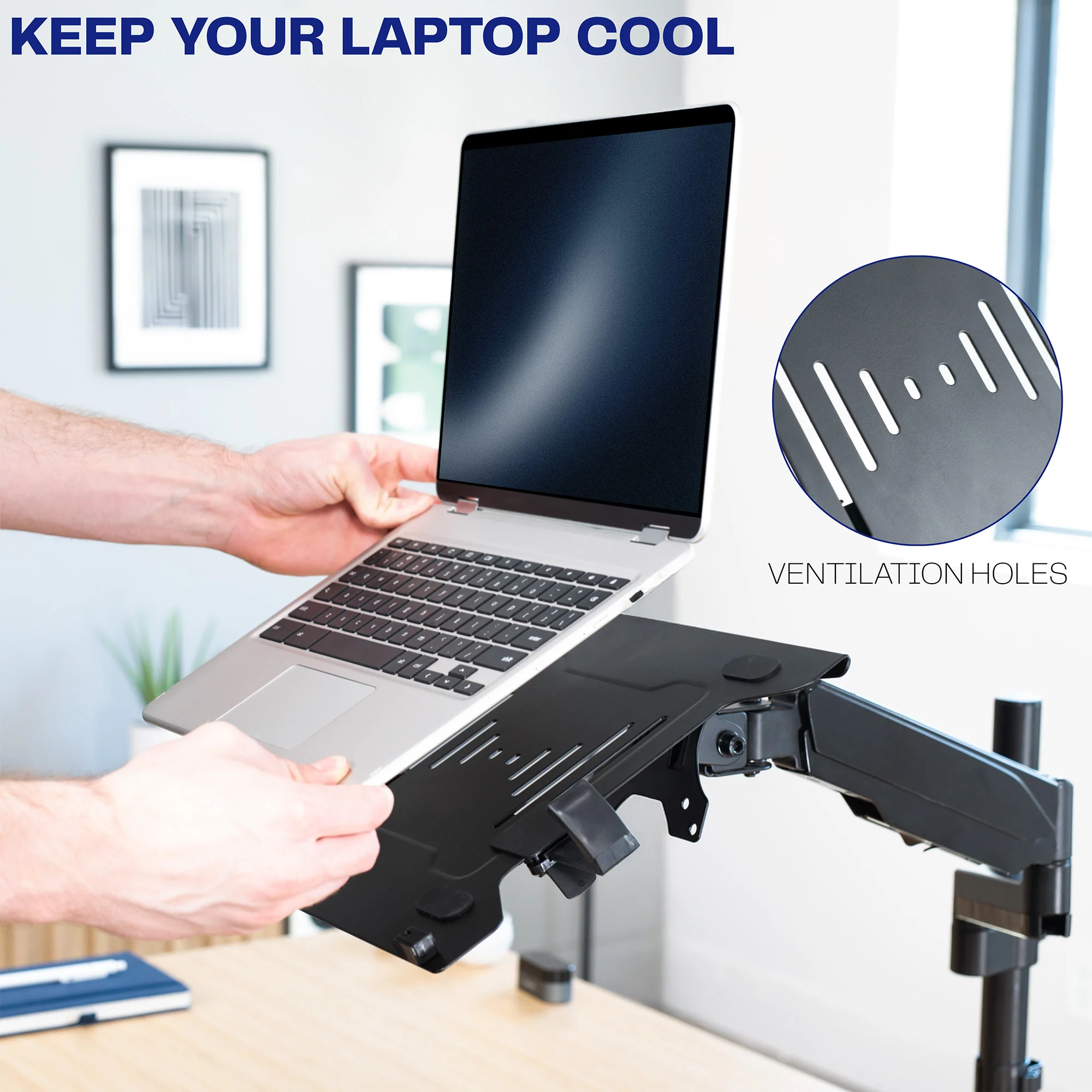 Pneumatic Arm Single Laptop Desk Mount - Image 4