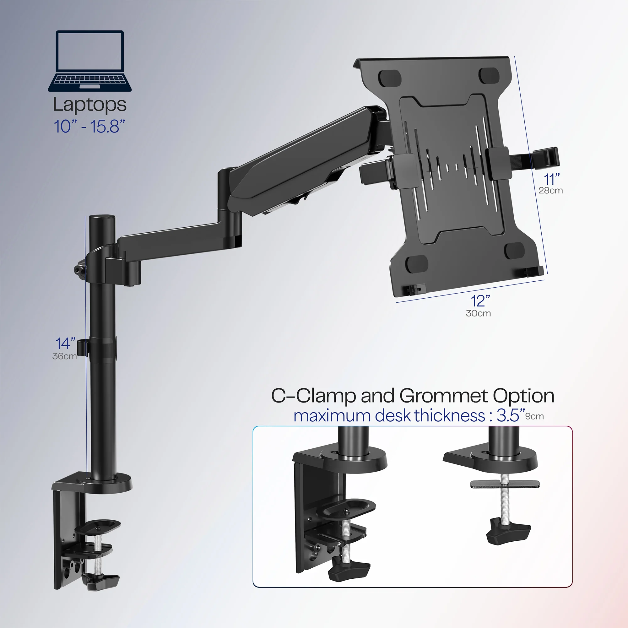 Pneumatic Arm Single Laptop Desk Mount - Image 5