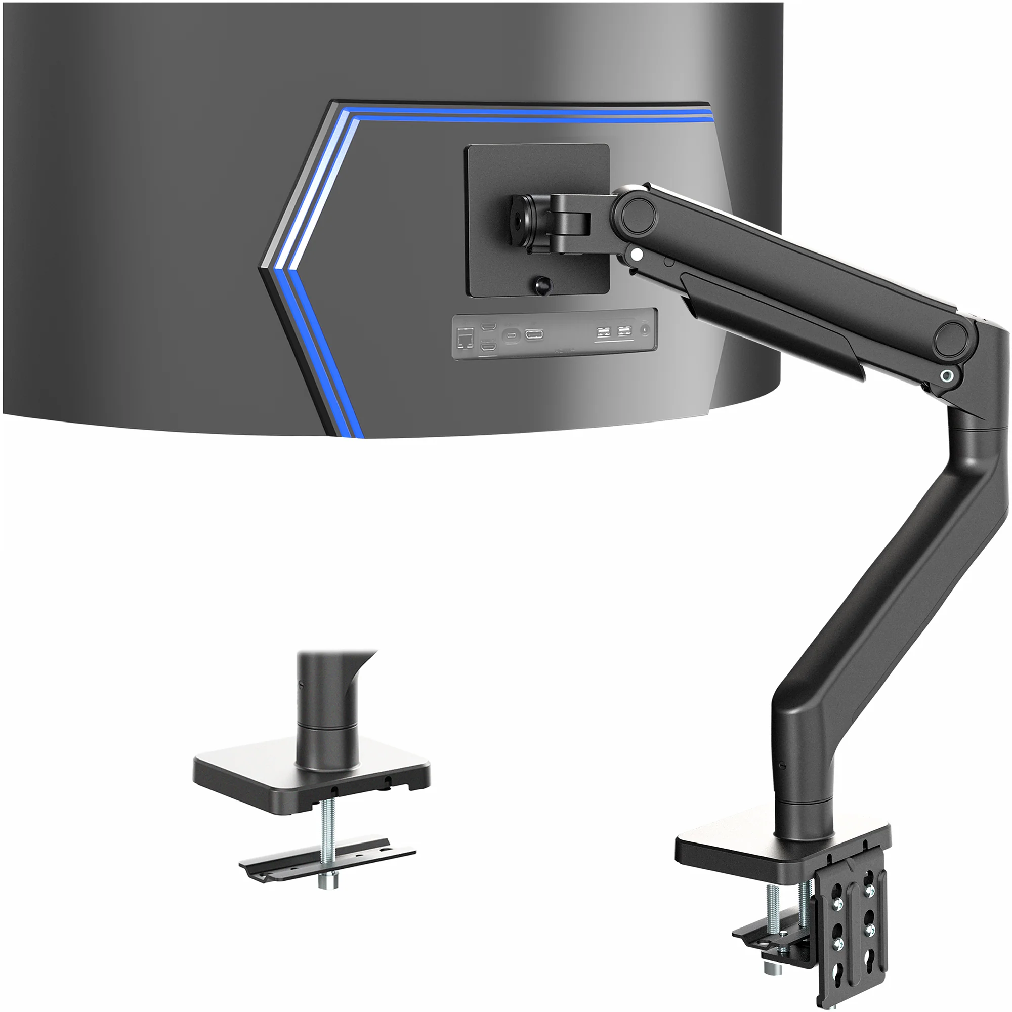 Pneumatic Arm Single Ultrawide Monitor Desk Mount - Up to 49" Screens - Image 10