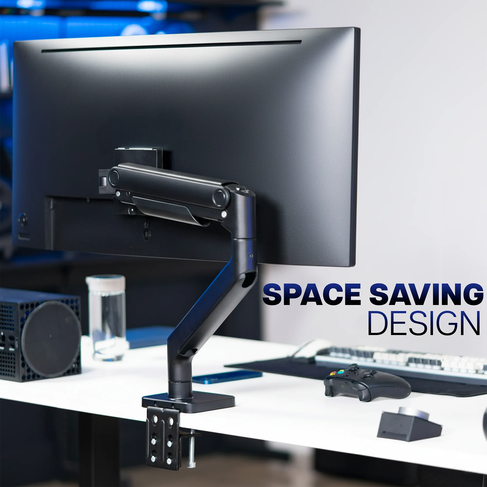 Pneumatic Arm Single Ultrawide Monitor Desk Mount - Up to 49" Screens - Image 8