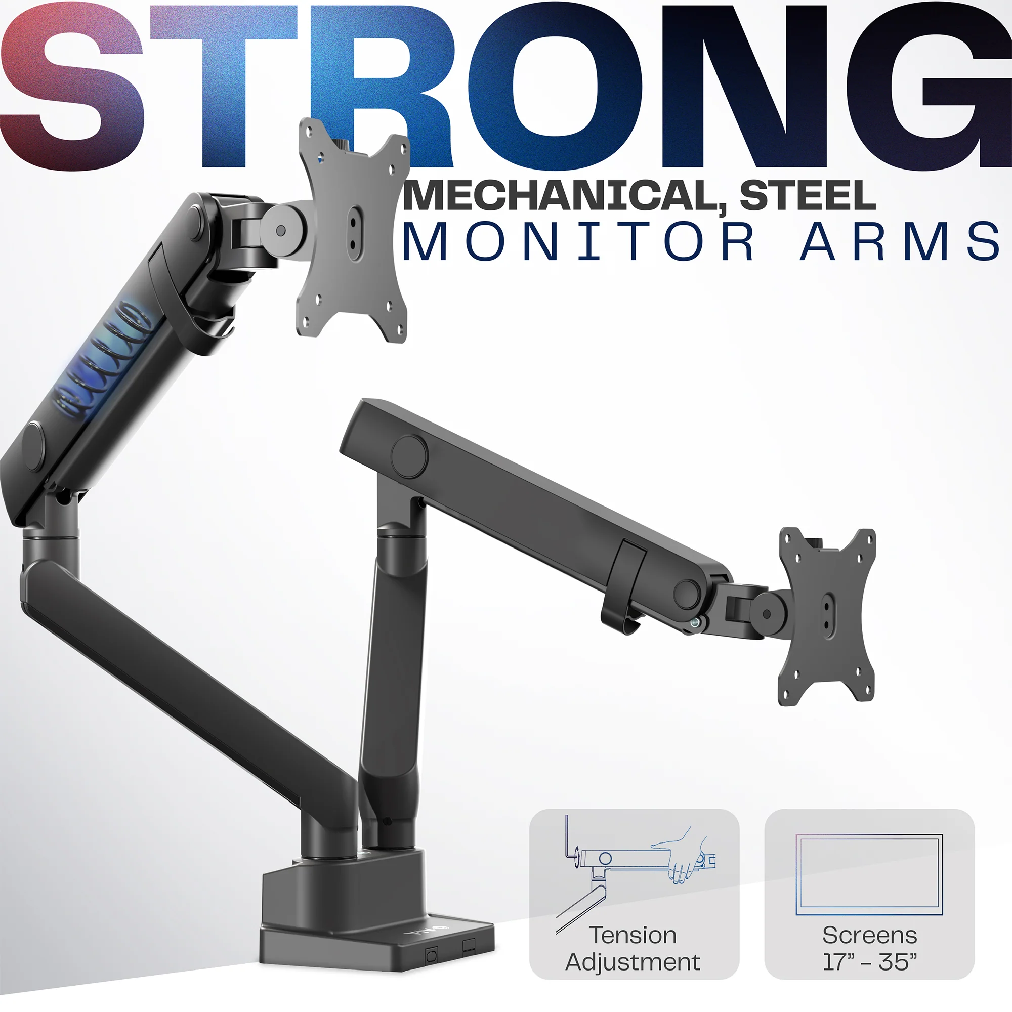 Mechanical Arm Dual Ultrawide Monitor Desk Mount - Up to 35" Screens - Image 3