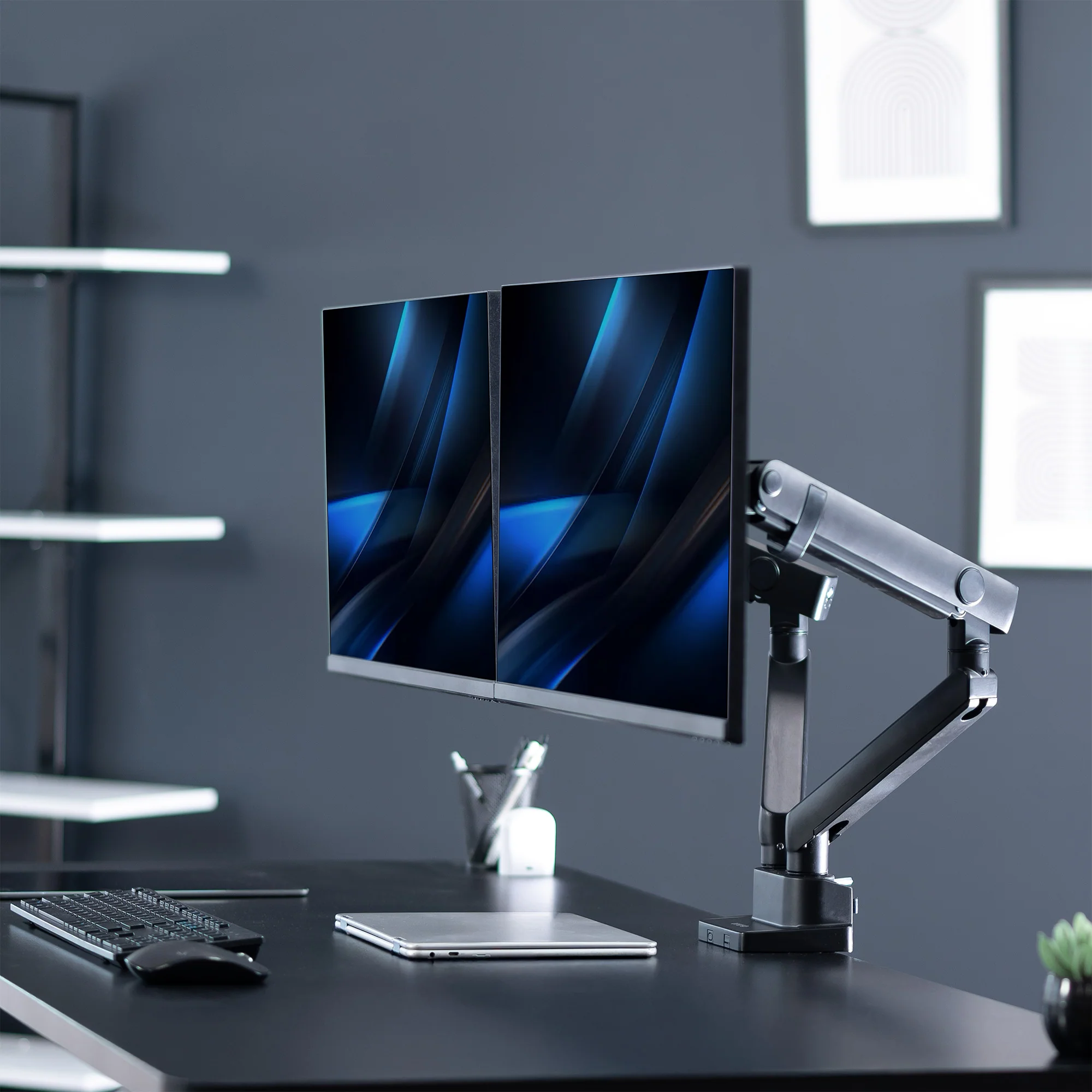 Mechanical Arm Dual Ultrawide Monitor Desk Mount - Up to 35" Screens - Image 7