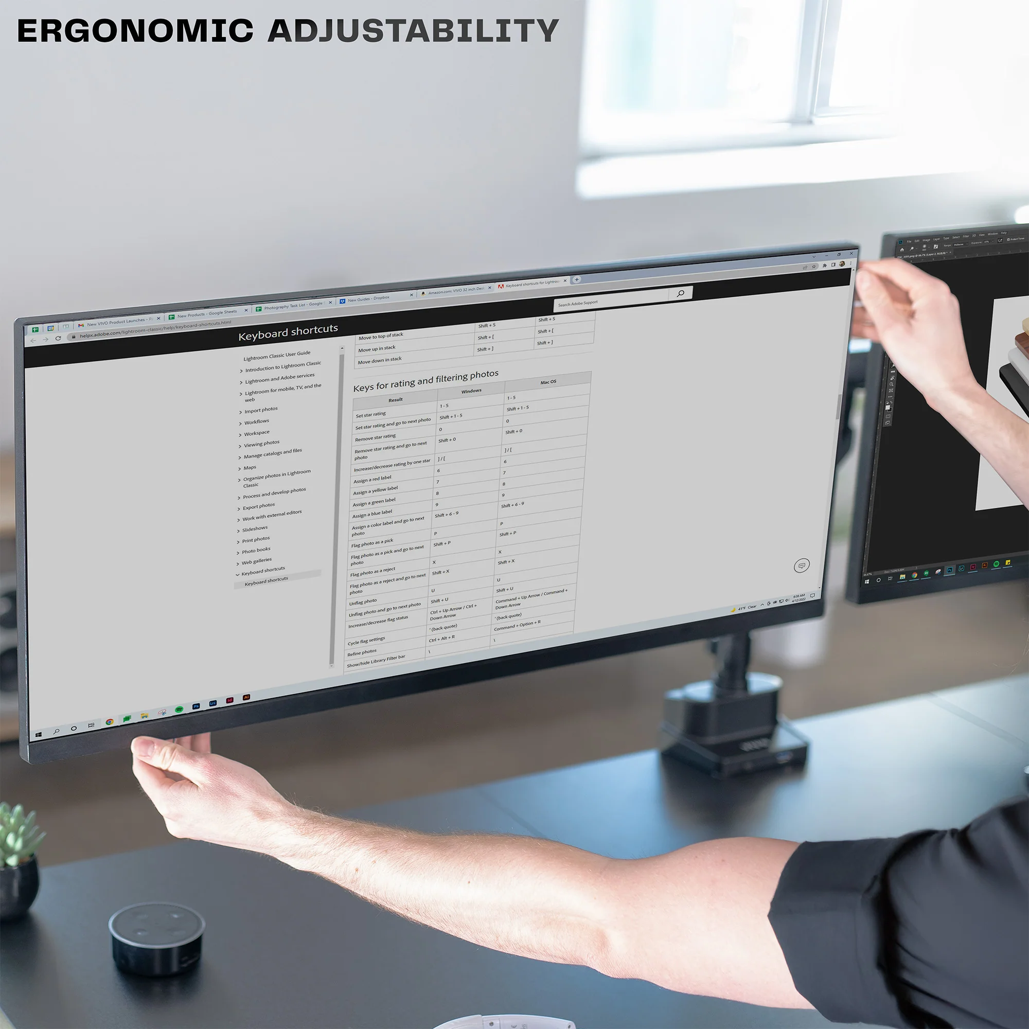 Mechanical Arm Dual Ultrawide Monitor Desk Mount with USB - Up to 40" Screens - Image 8