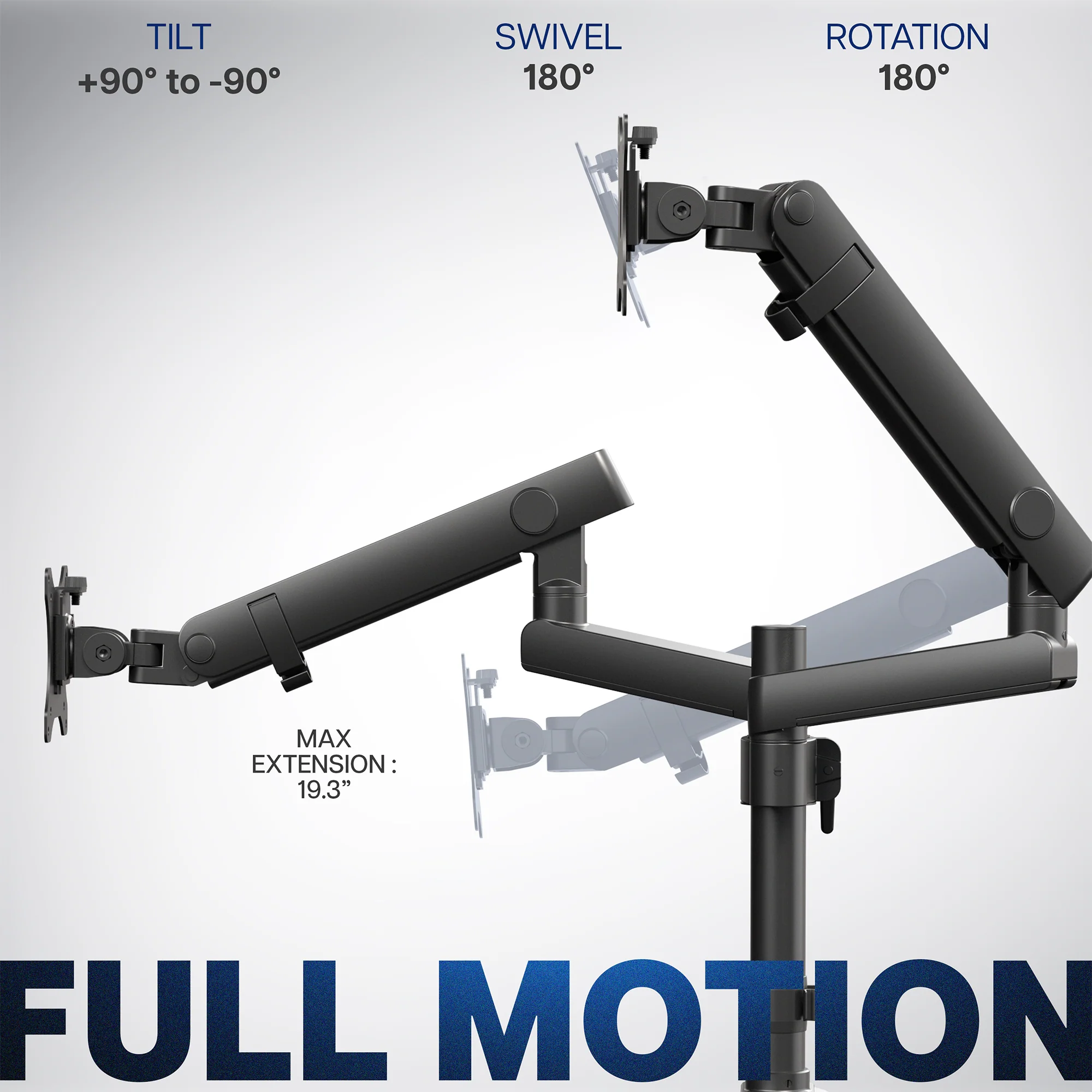Mechanical Arm Dual Ultrawide Monitor Desk Mount with USB - Up to 40" Screens - Image 9