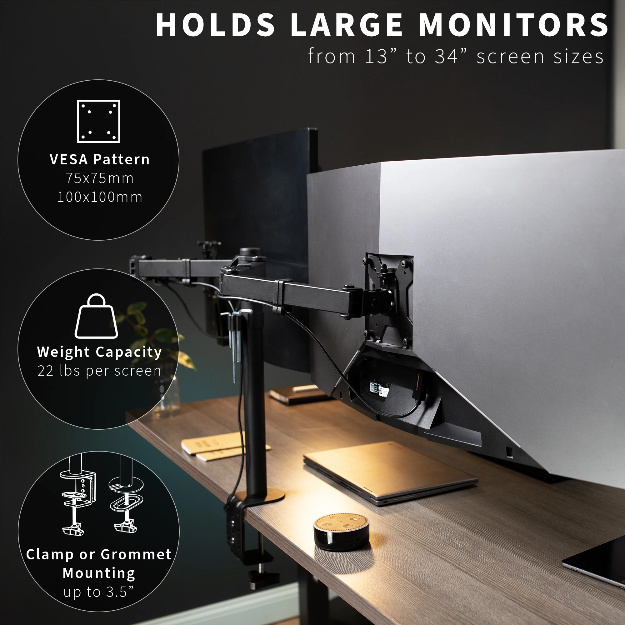Dual 13" to 34" Monitor Desk Mount - Image 4