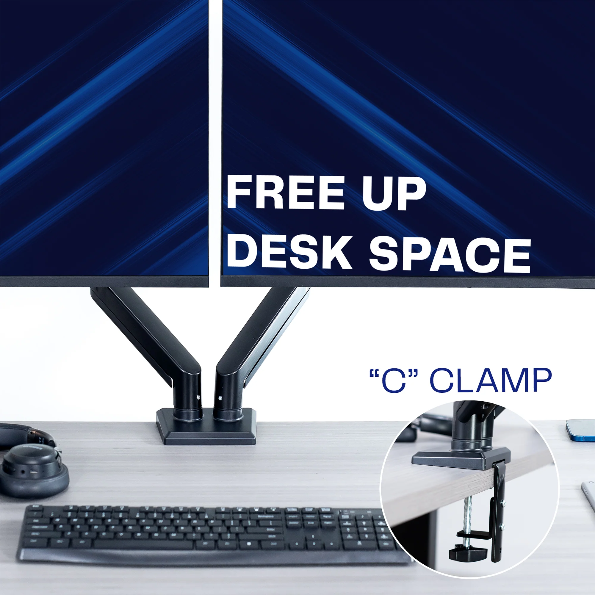 Pneumatic Arm Dual 13” to 30” Monitor Desk Mount - Image 7