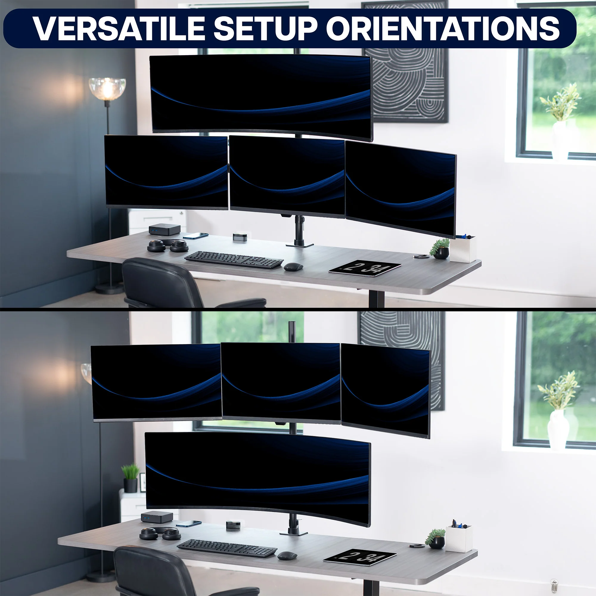 Quad Monitor Desk Mount (1 Ultrawide + 3 Standard) - Up to 49" Screens - Image 6