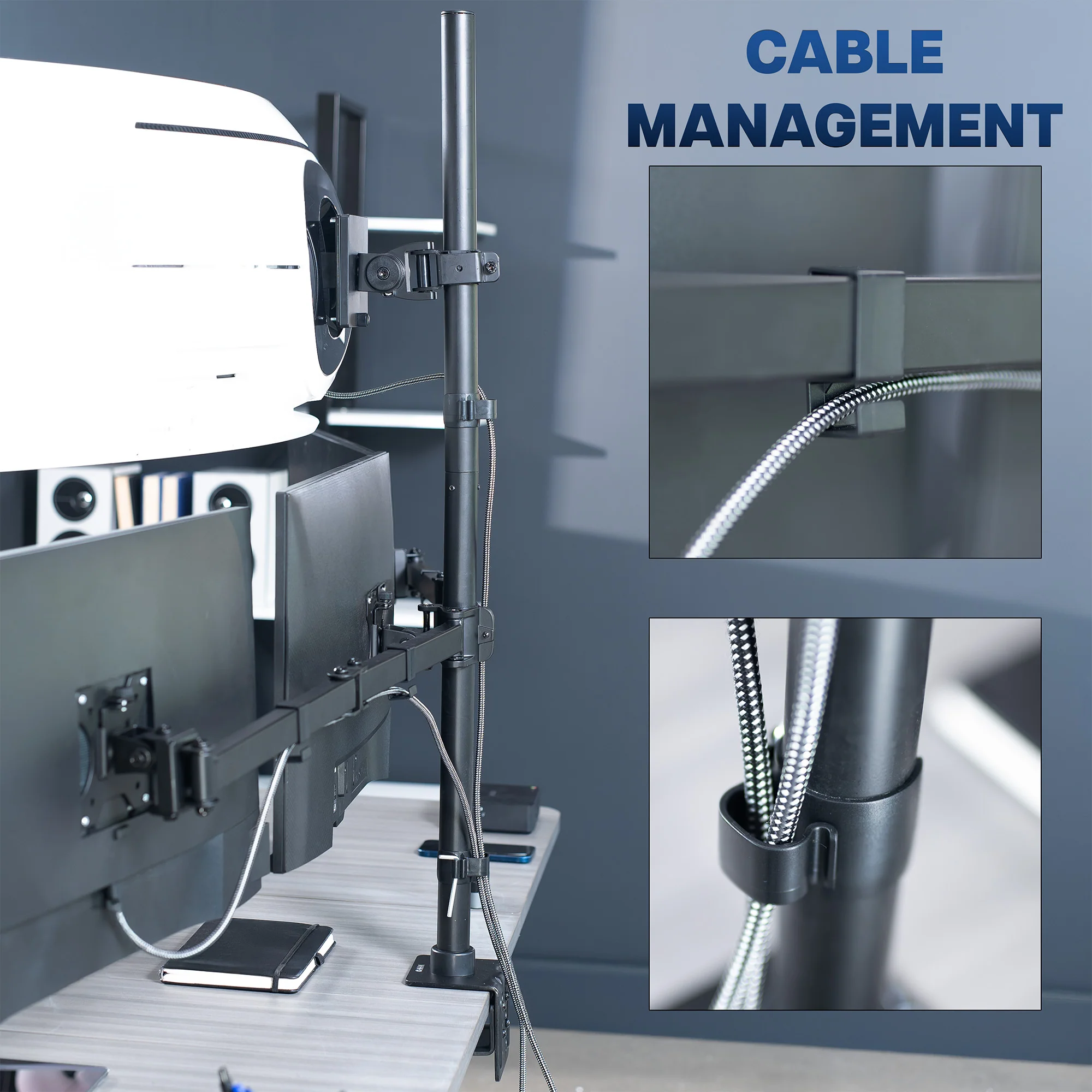 Quad Monitor Desk Mount (1 Ultrawide + 3 Standard) - Up to 49" Screens - Image 9