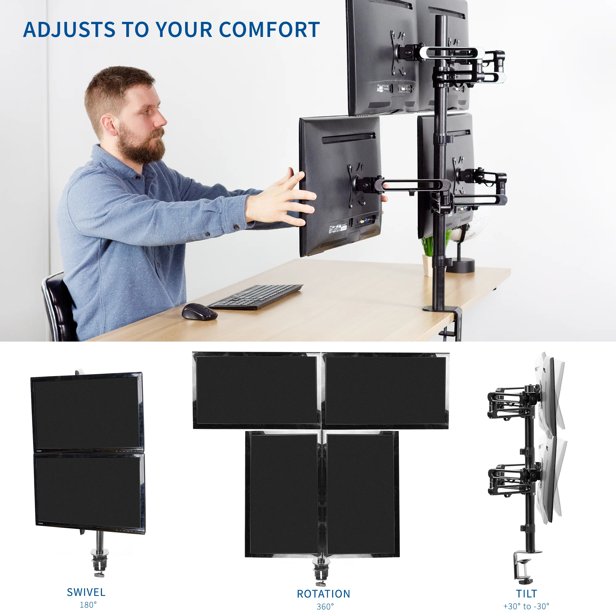 Quad 17” to 32” Monitor Desk Mount - Image 6