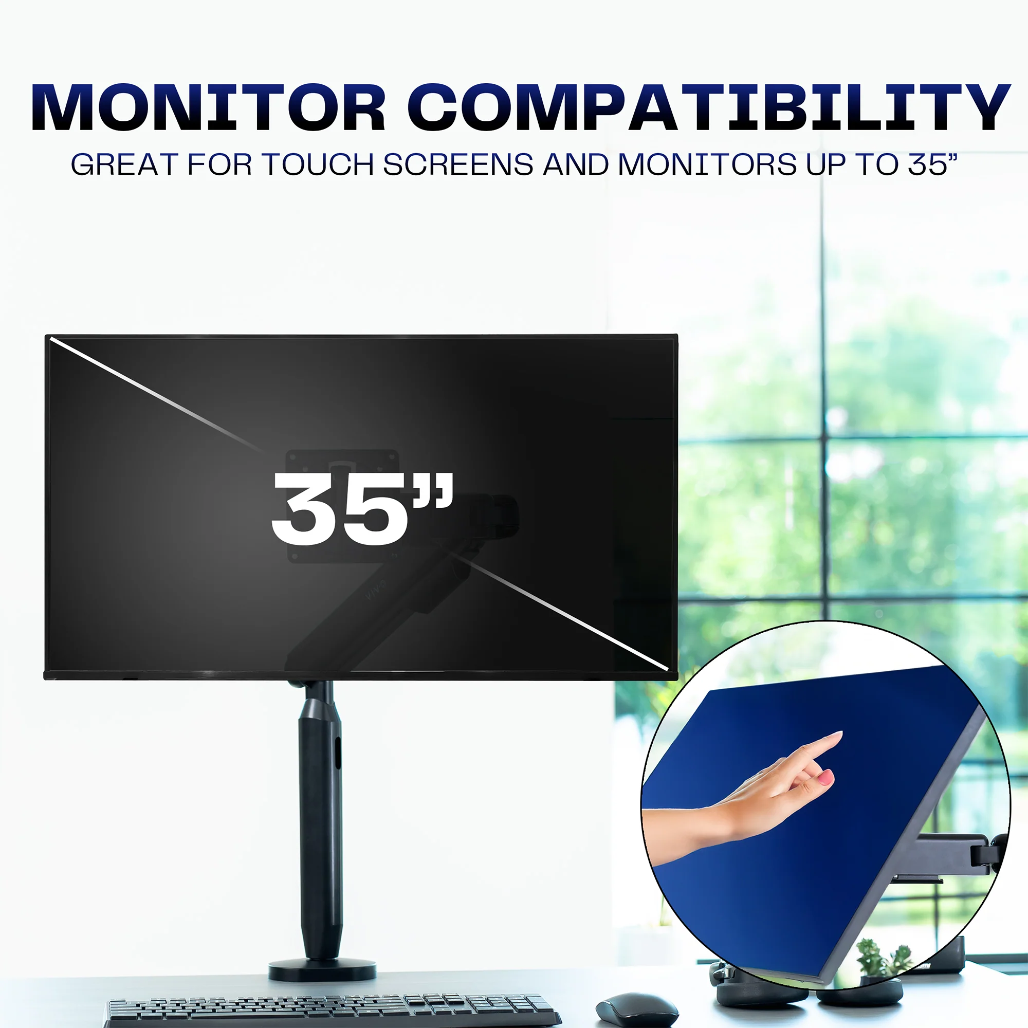 Flexible Pneumatic Arm Single Ultrawide Monitor Desk Mount - Up to 35" Screens - Image 5